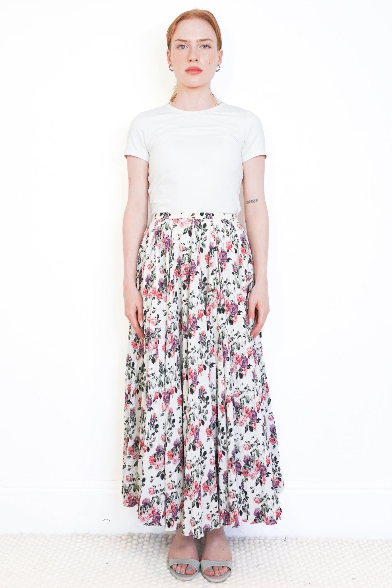 Emilia Wickstead White Floral Pleated Maxi Skirt (RRP £800) | Authentic Preloved - Reloved Again