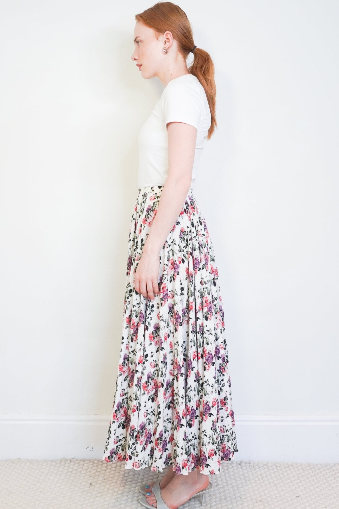 Emilia Wickstead White Floral Pleated Maxi Skirt (RRP £800) | Authentic Preloved - Reloved Again
