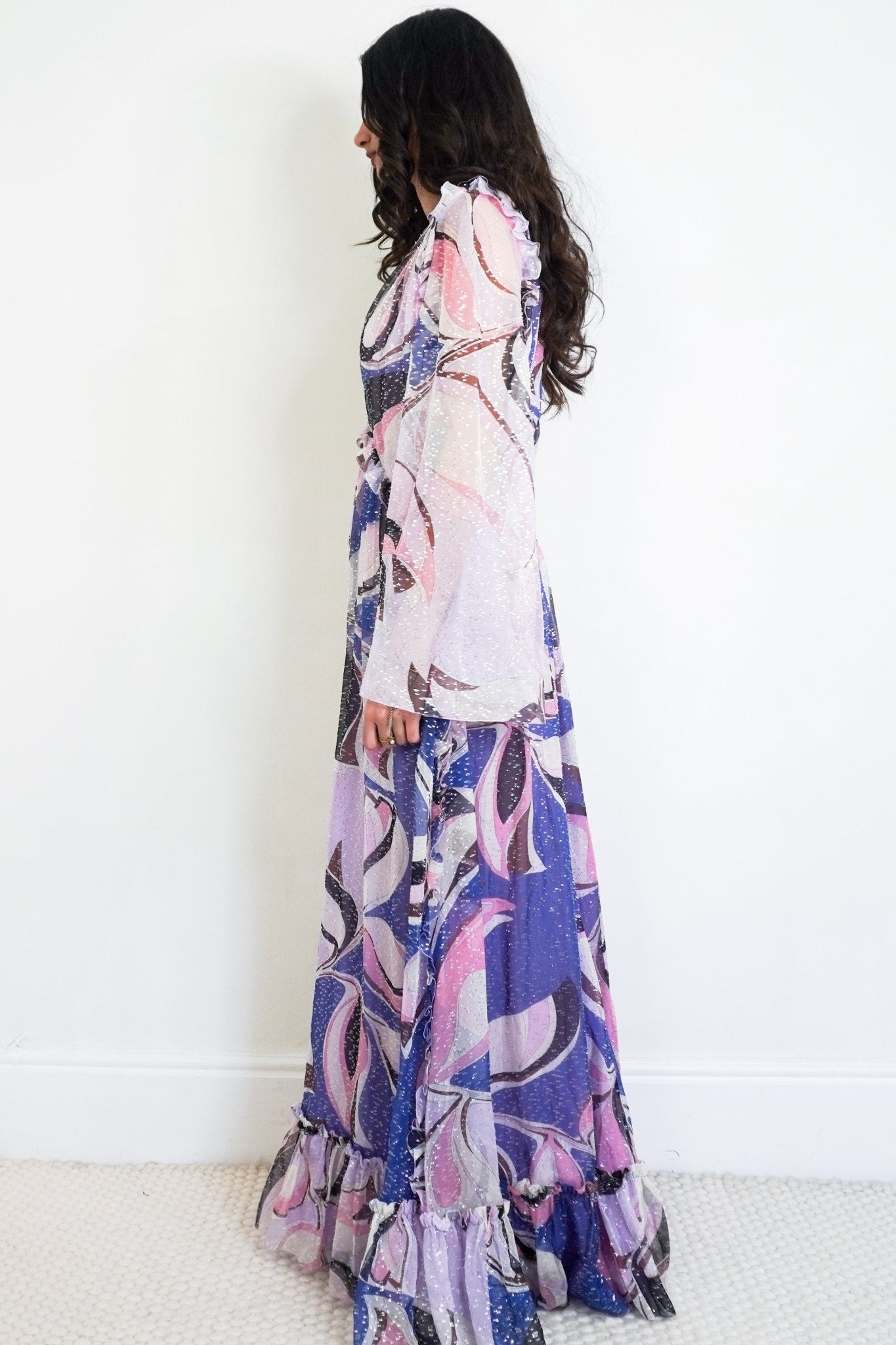 Emilio Pucci Purple Silk Glitter Gown RRP £2600 | Authentic Preloved - Reloved Again