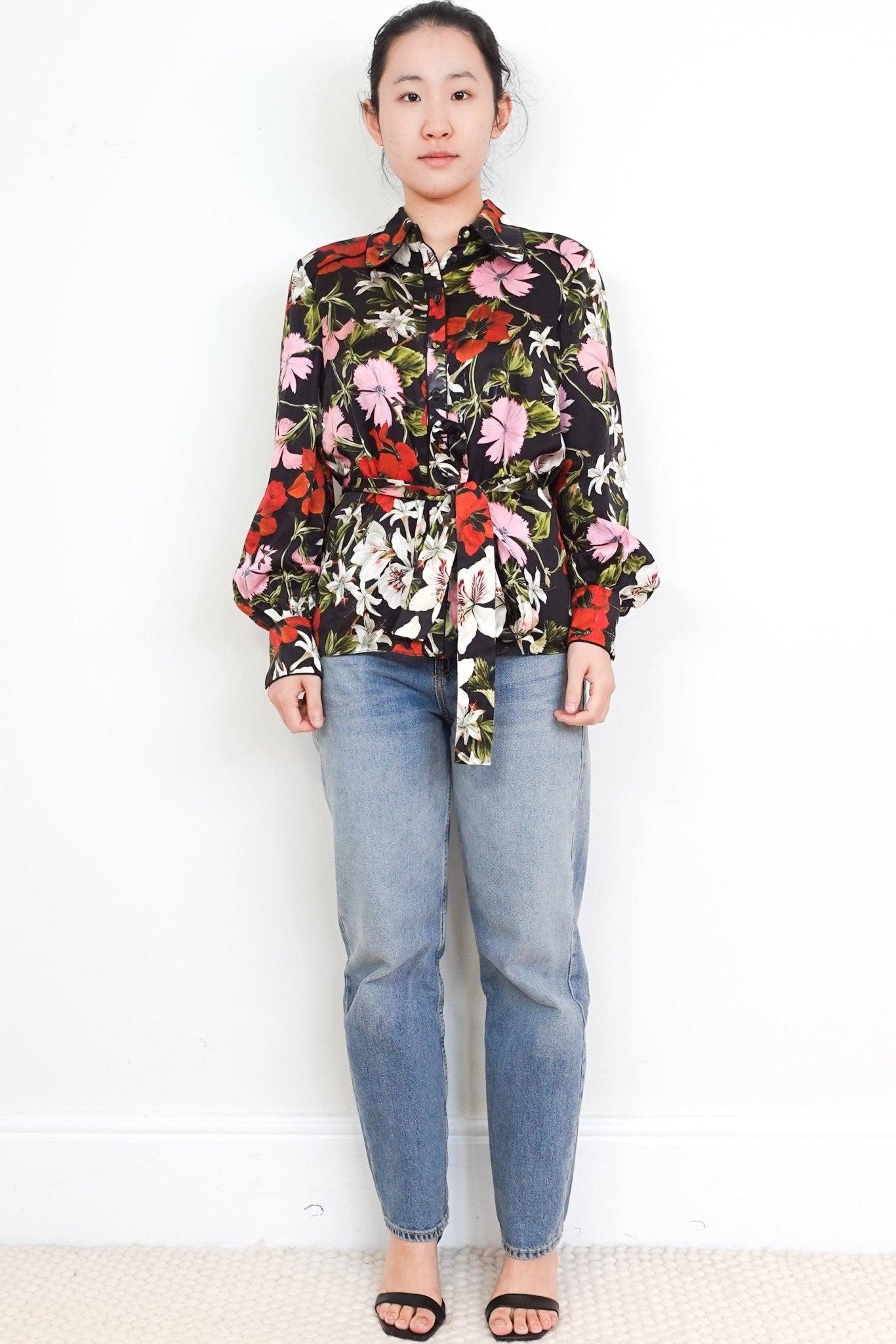 Erdem Black Floral Belted Buttoned Shirt RRP £595 | Authentic Preloved - Reloved Again