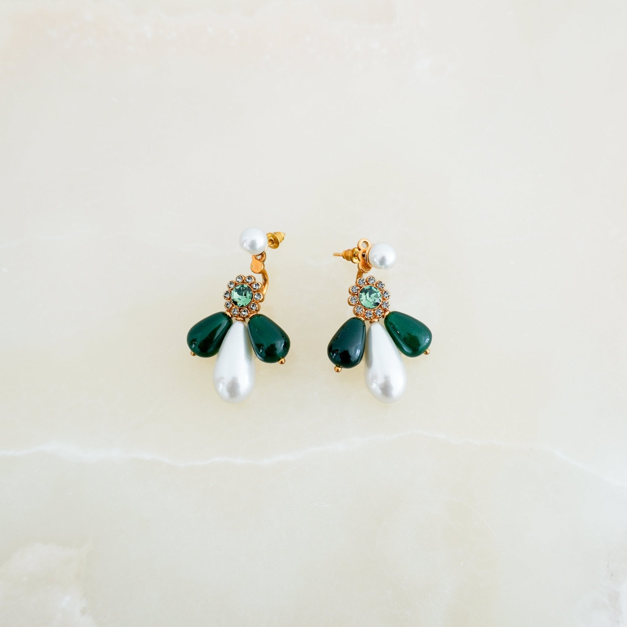 Erdem Green Crystal & Faux Pearl Drop Earrings (RRP £450) | Authentic Preloved FINAL SALE - Reloved Again