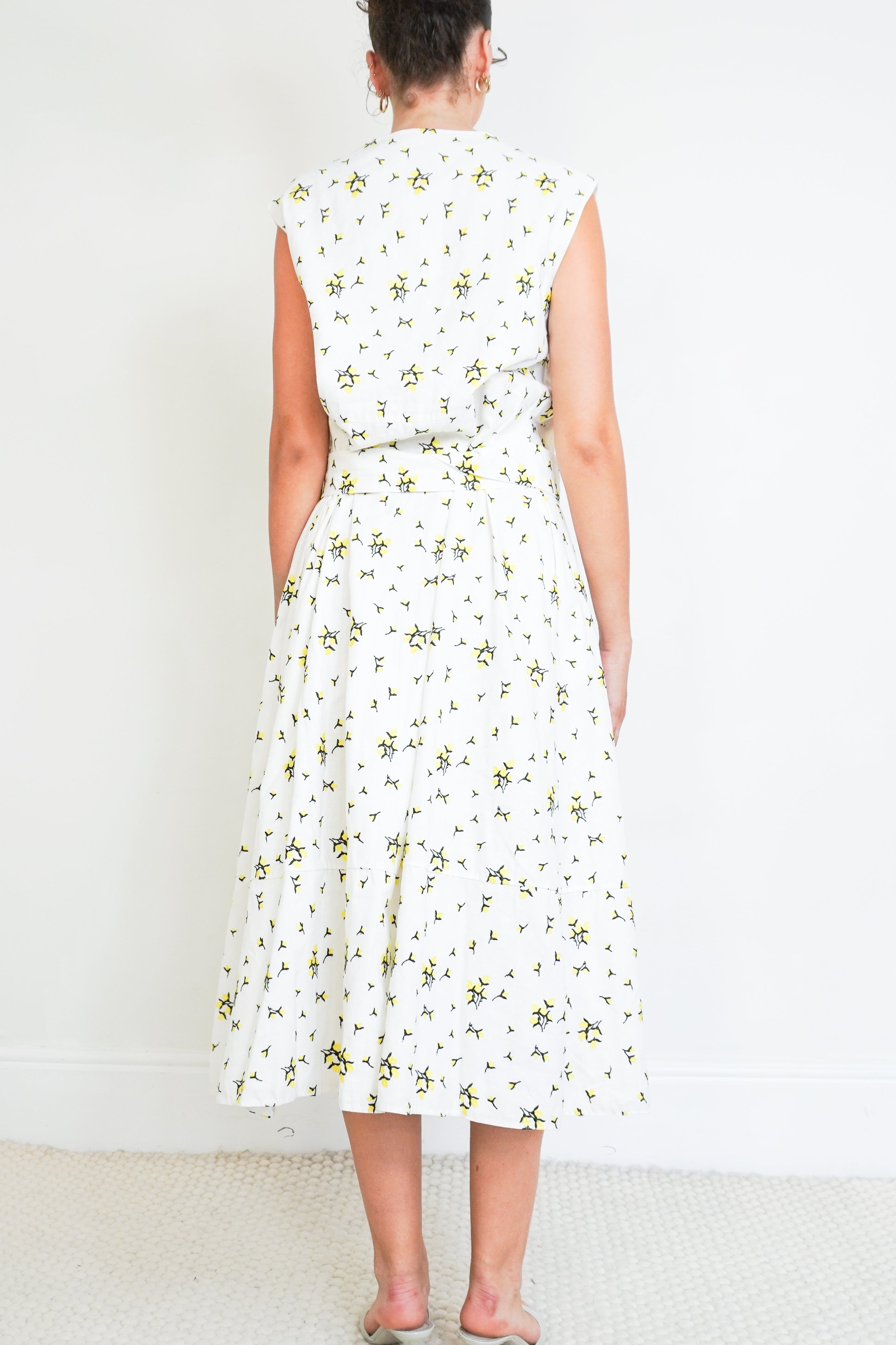 Back photo of Erdem White Floral Sleeveless Midi Dress 