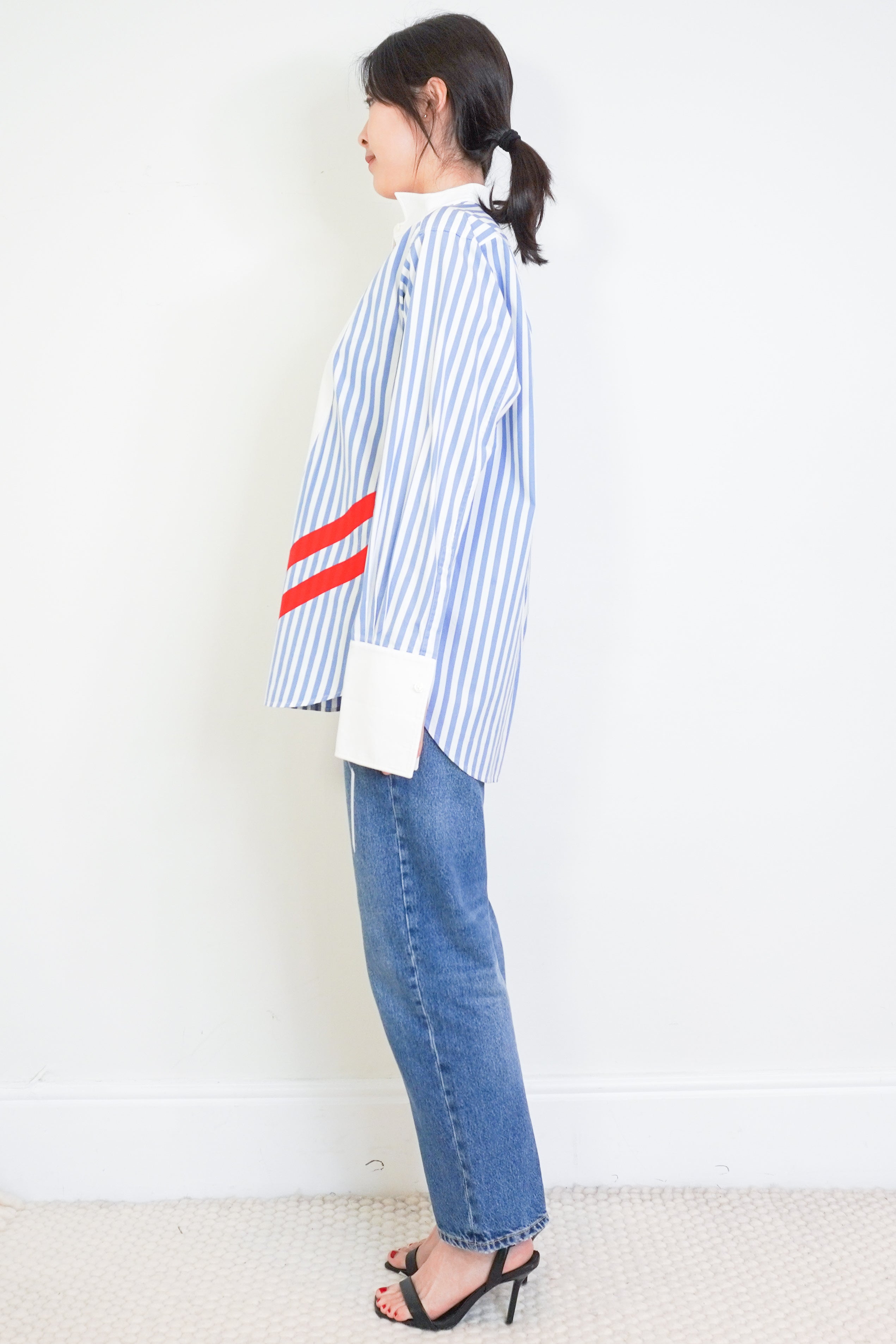 Escada-Dark-Baby-Blue-Striped-Shirt-side-picture-Chelsea-London