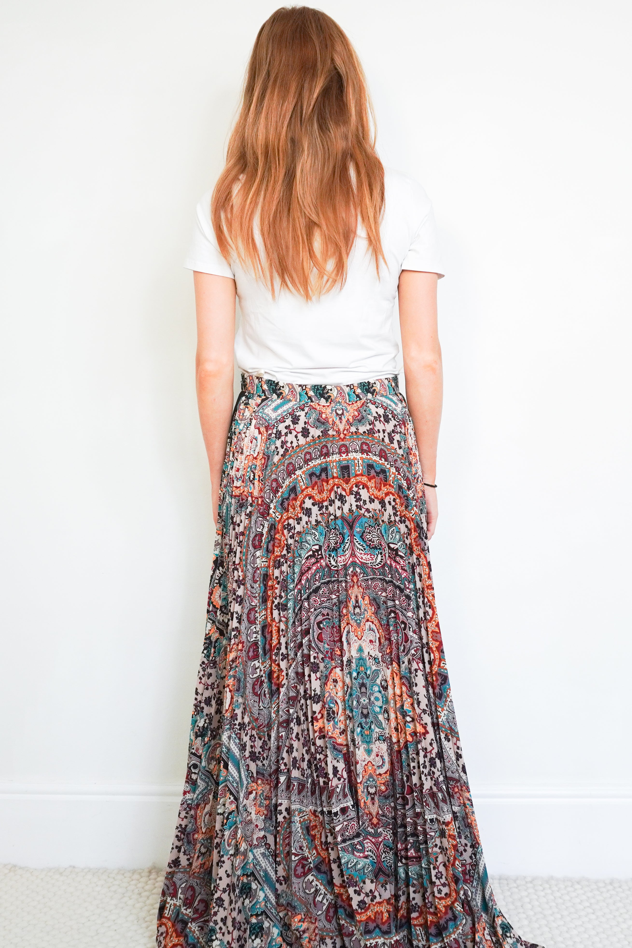 Etro Paisley Print Silk Blend Maxi Skirt back photo chelsea london