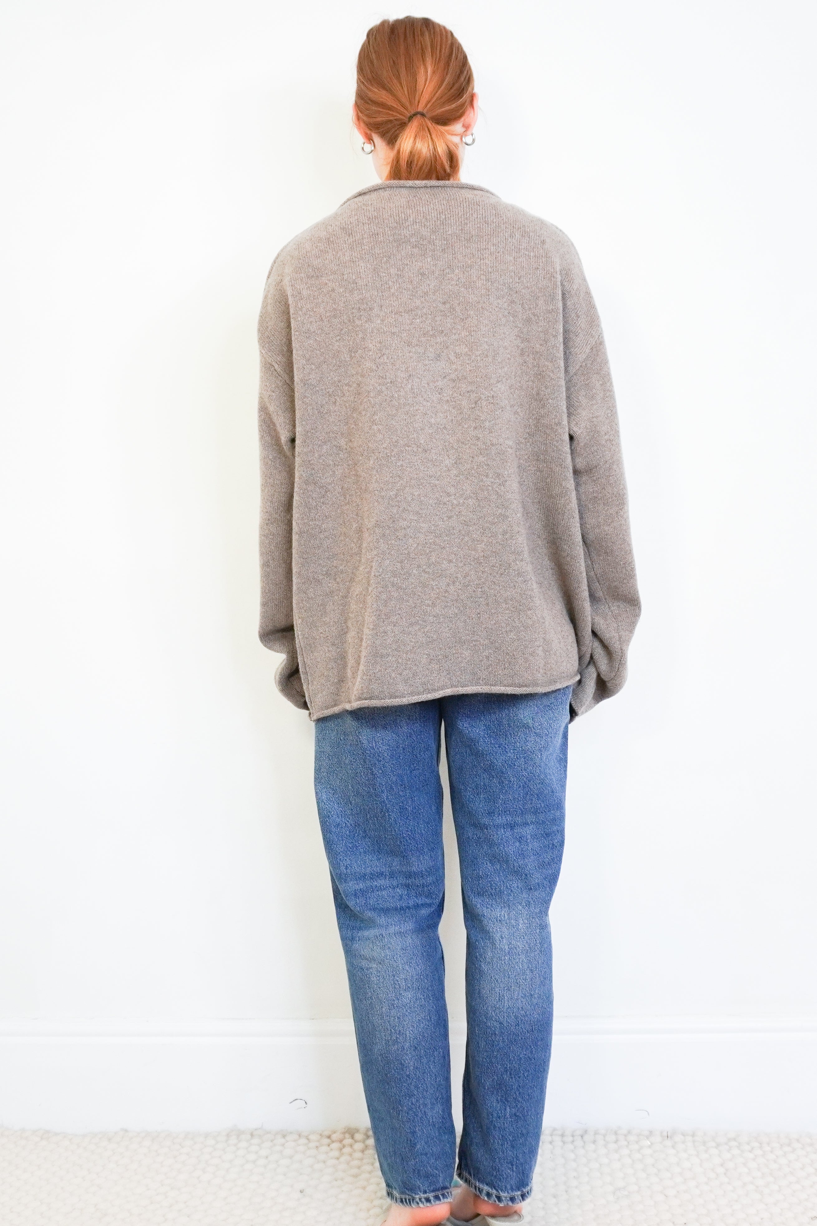 Extreme Cashmere N°53 Crew Hop Jumper in Felt back photo chelsea london