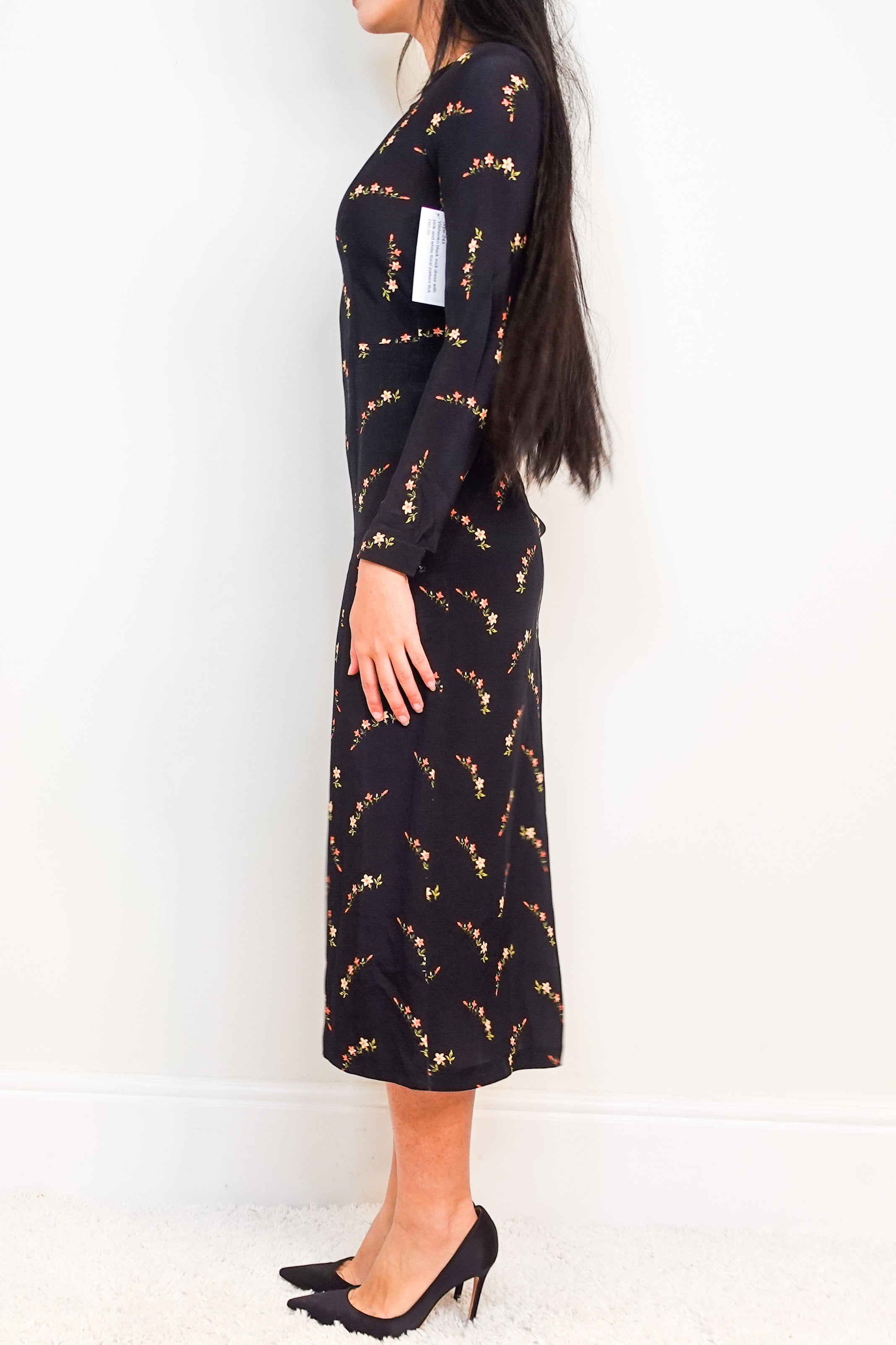 Black floral midi dress RRP £150