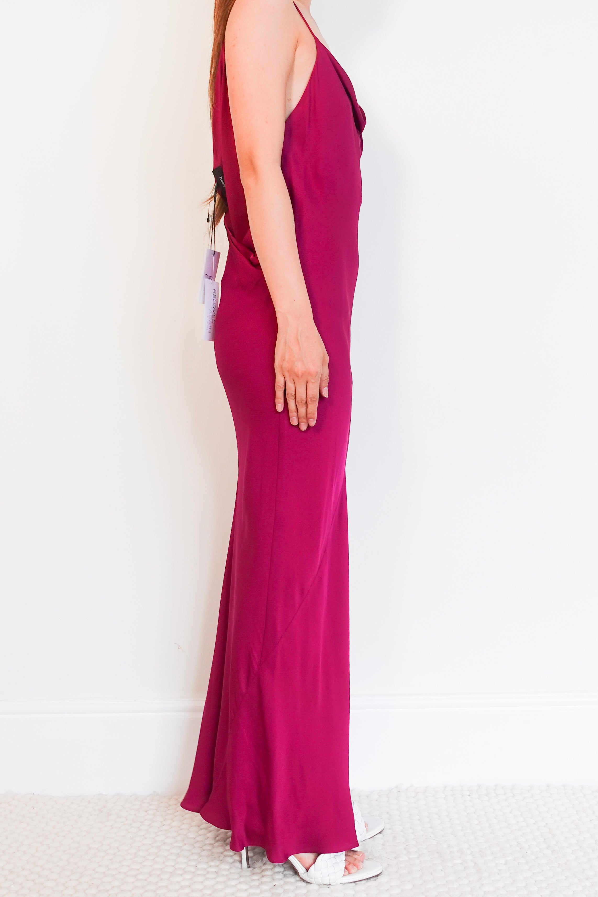 Draped back maxi dress in electric pink RRP £490