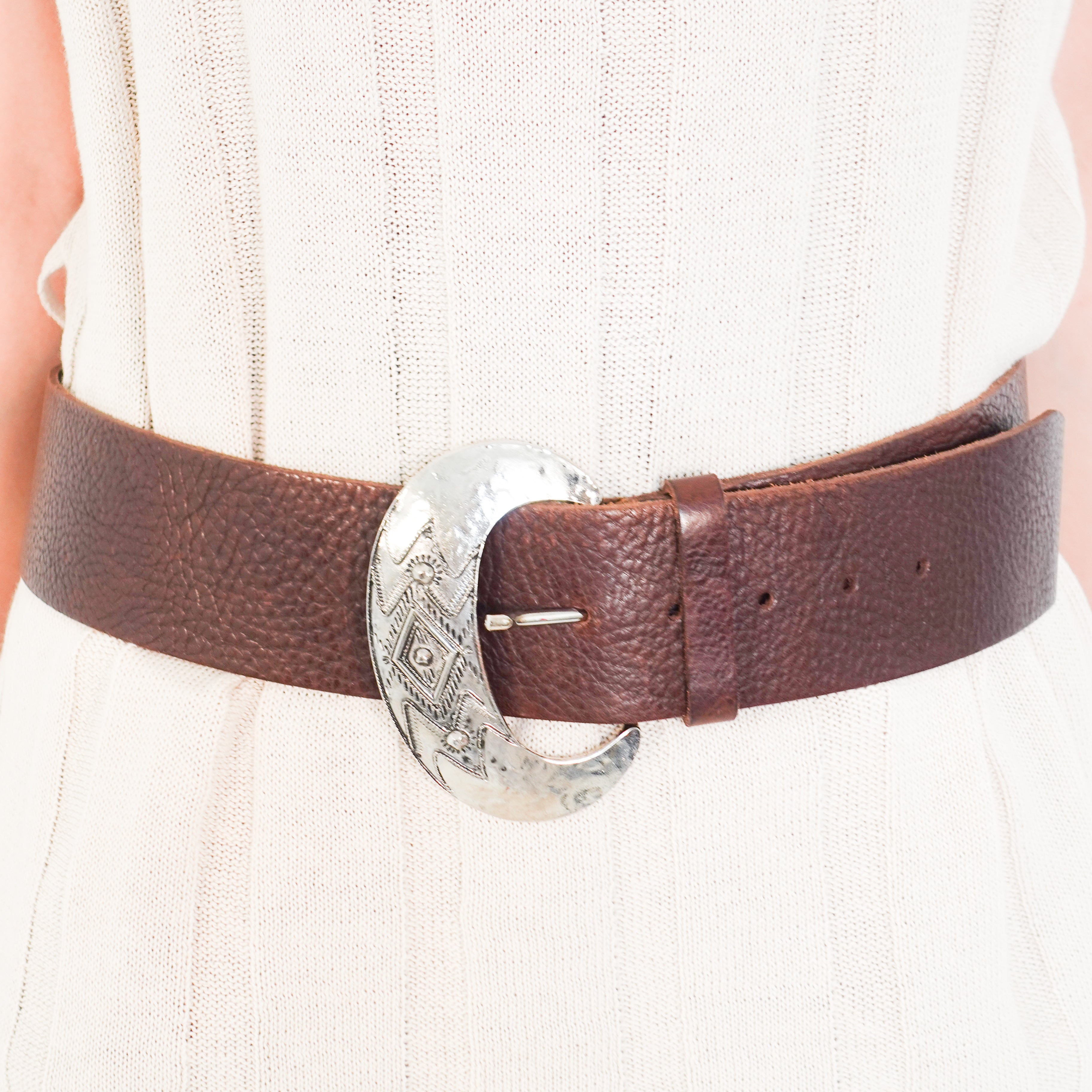 brown belt with silver buckle RRP £90