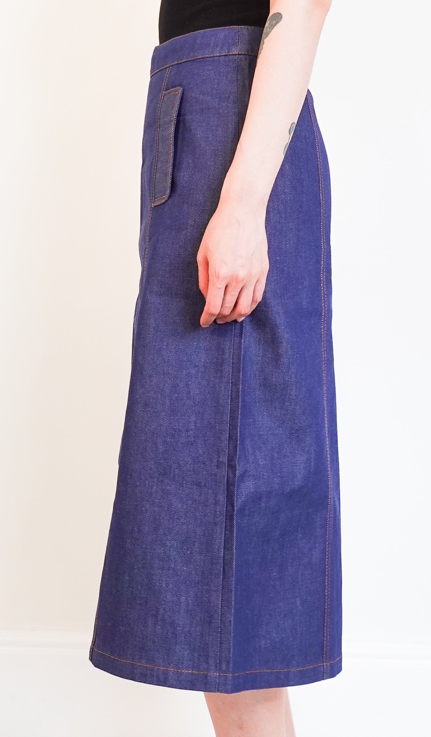 Denim midi skirt