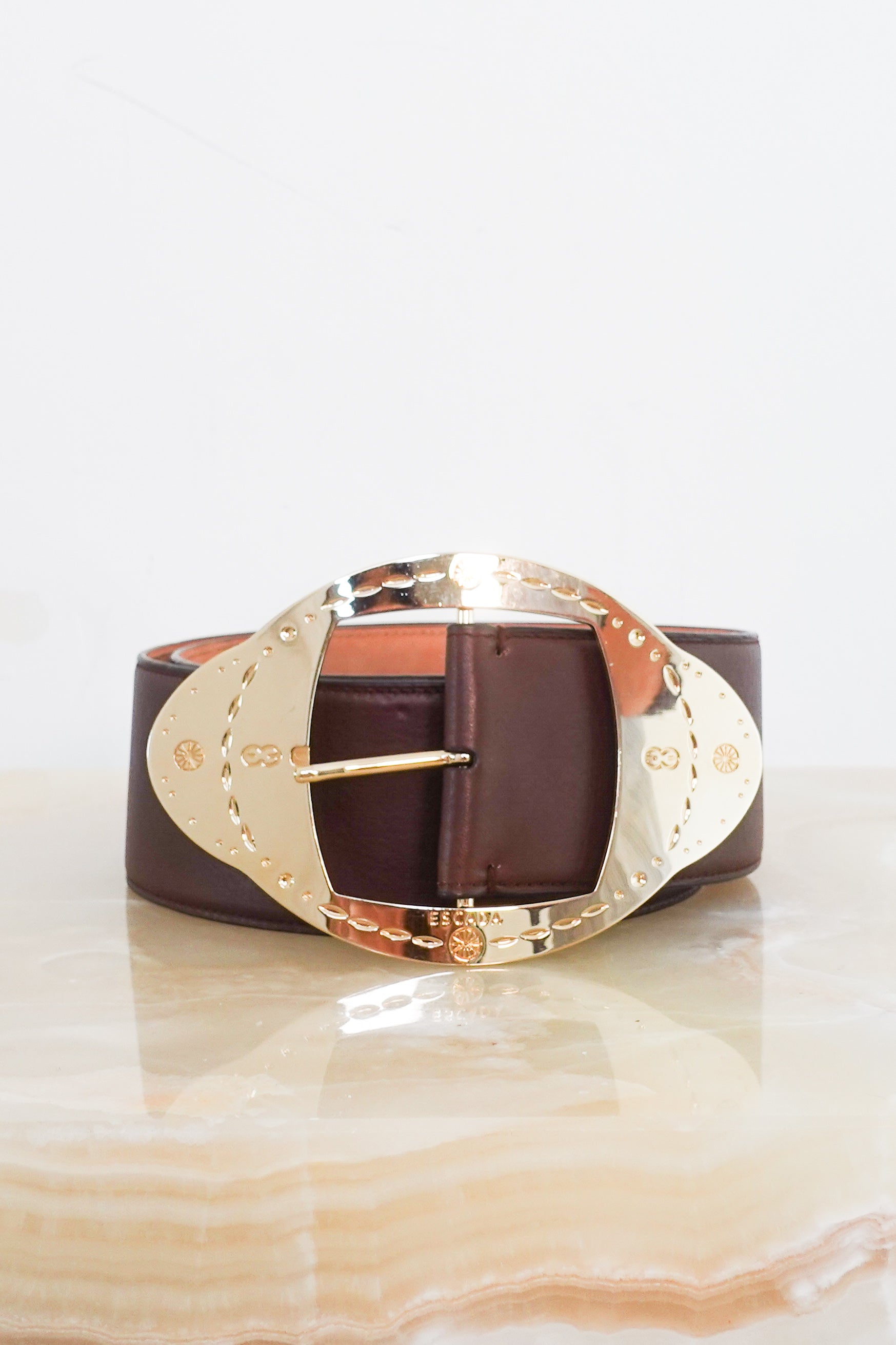 brown belt with gold buckle RRP £200