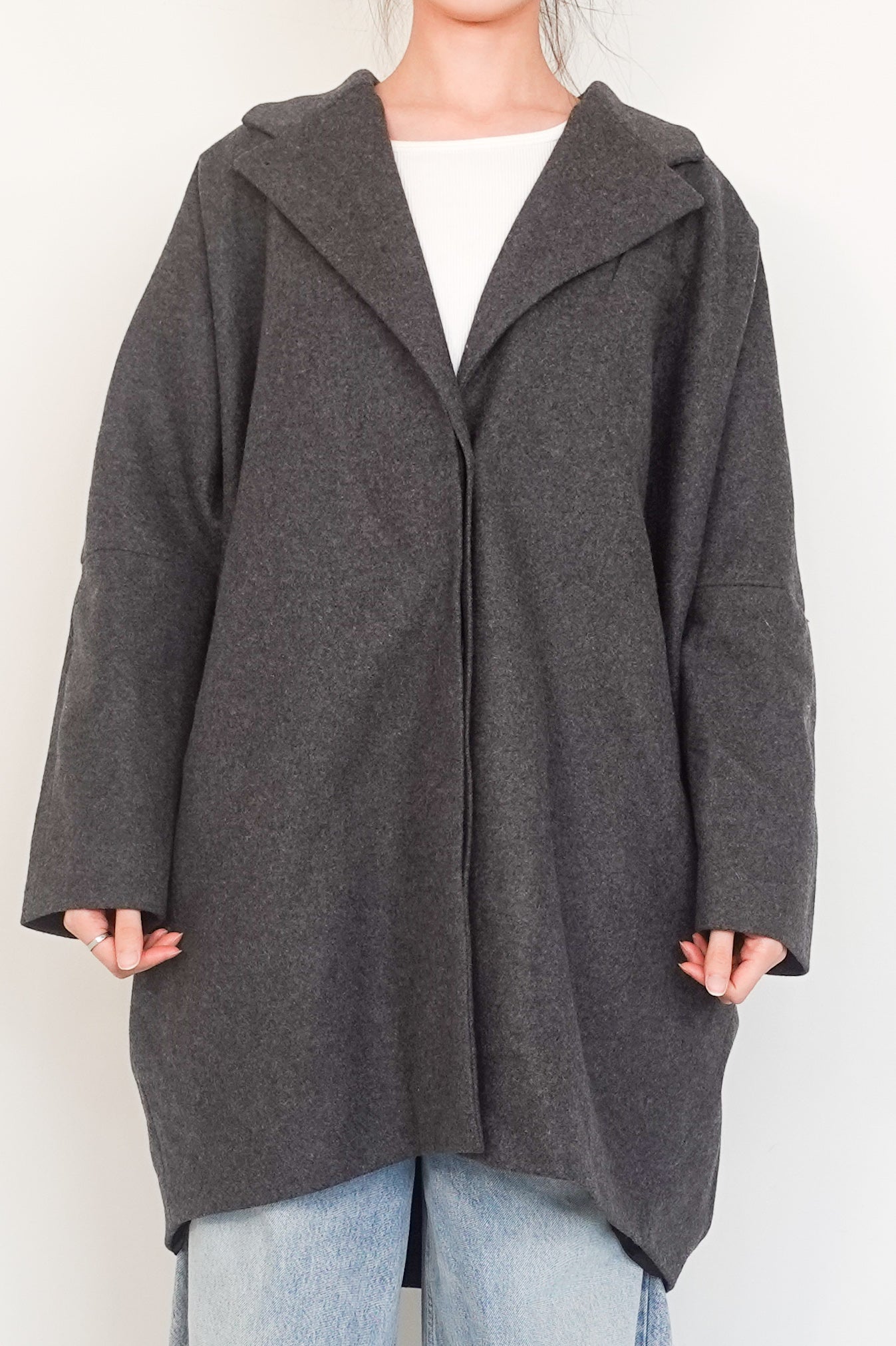 cocoon shape wool coat