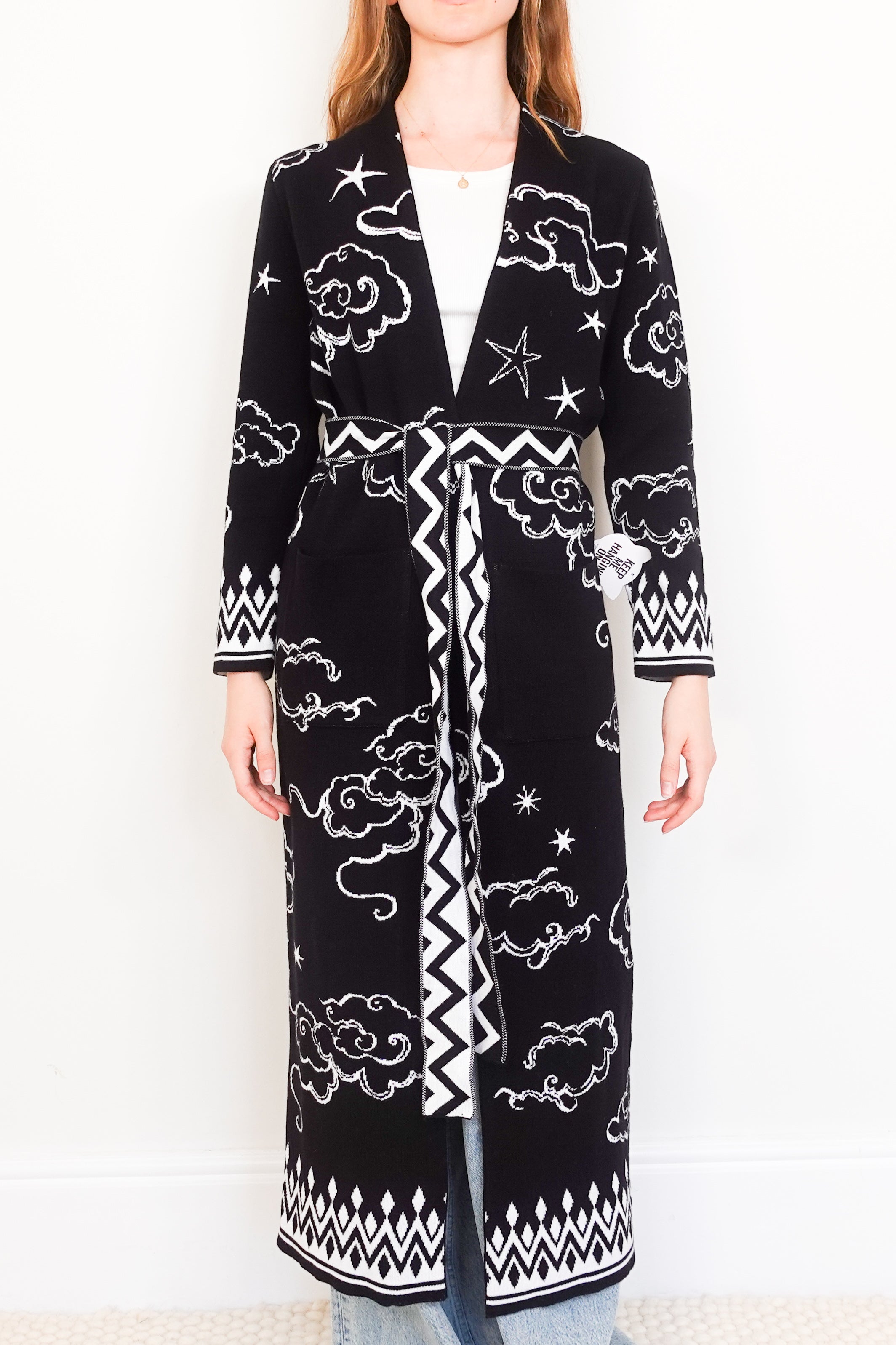 Lucky clouds black long line cardigan RRP £450