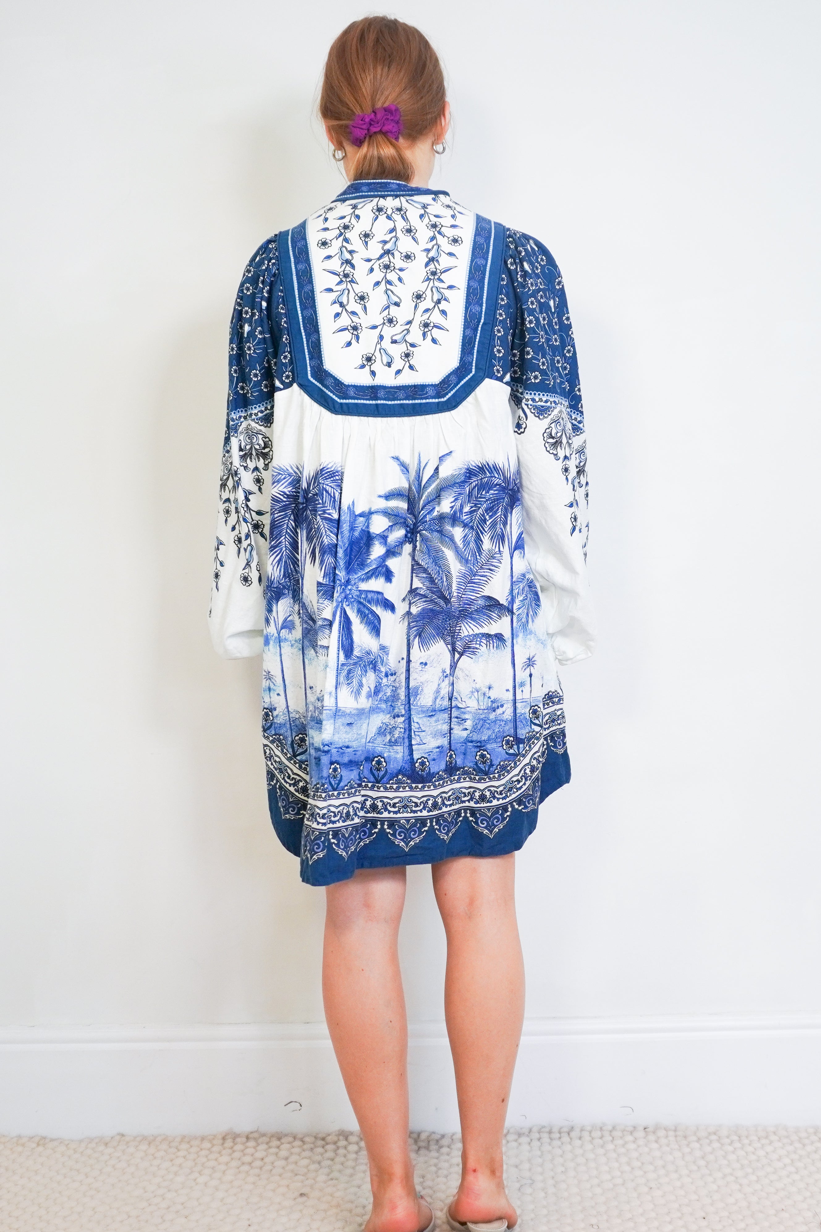 FARM Rio Off-White Palm Tree Beach Mini Dress back photo chelsea london