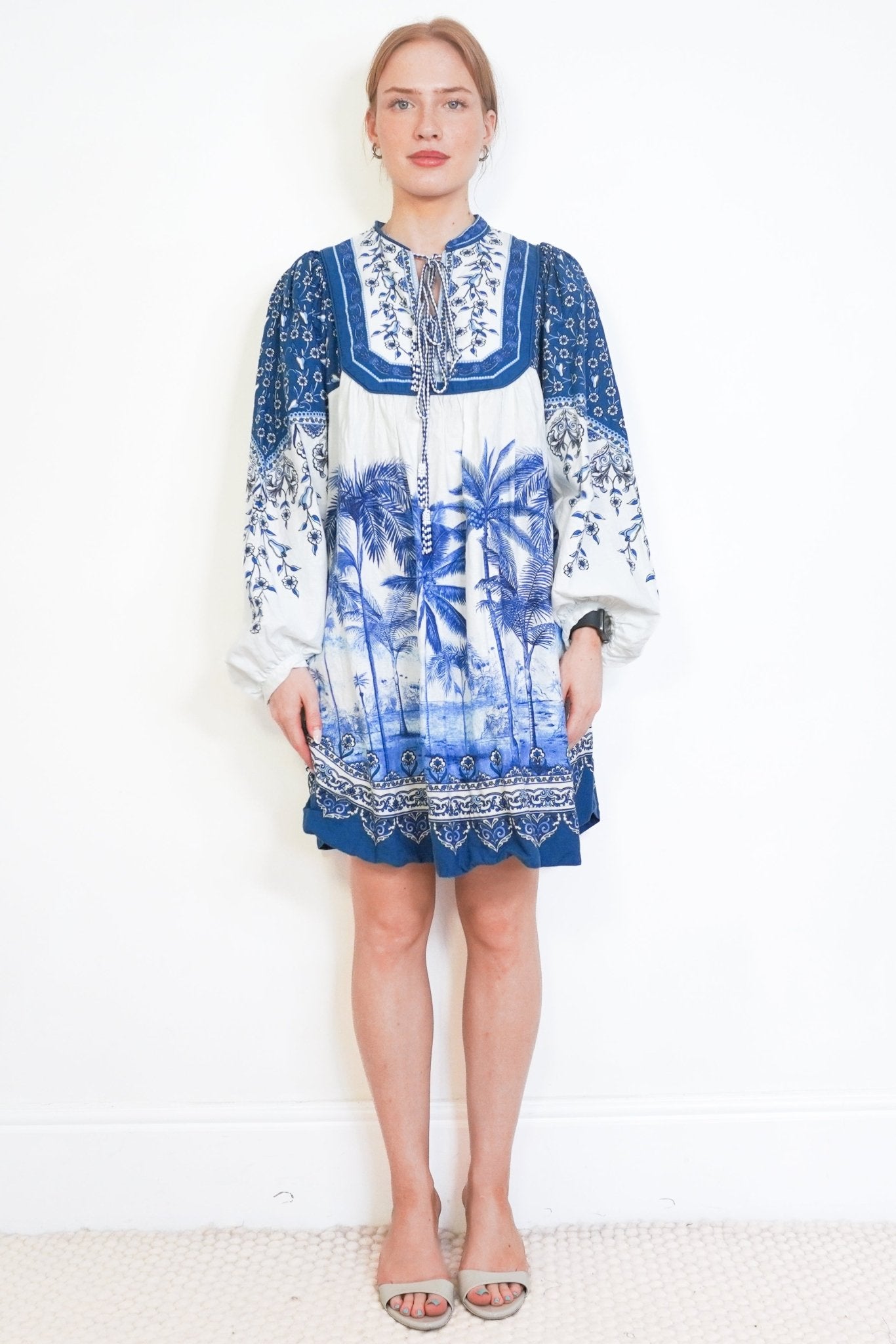 FARM Rio Off-White Palm Tree Beach Mini Dress (RRP £298) | Authentic & Preloved - Reloved Again