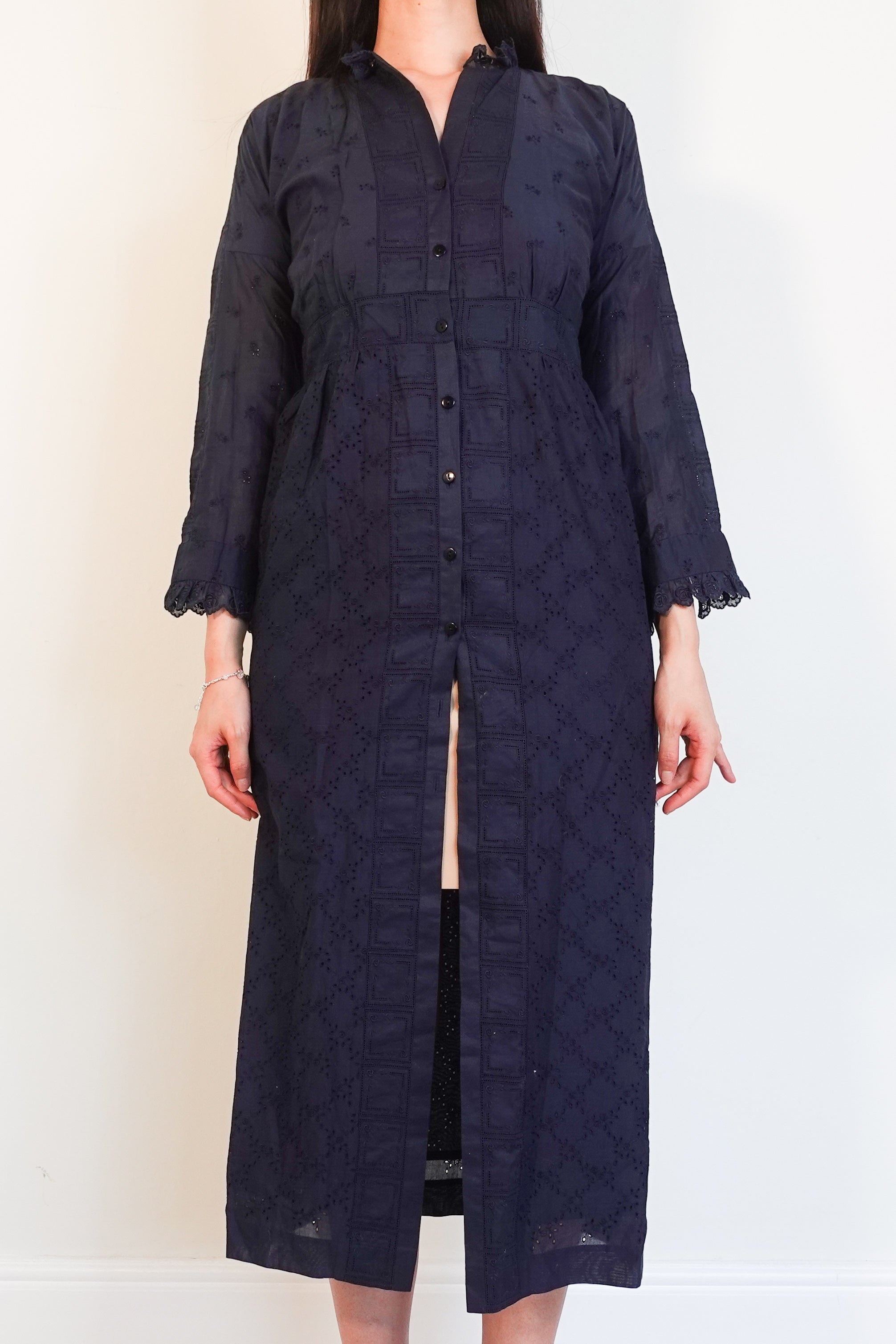 Navy cotton midi dress