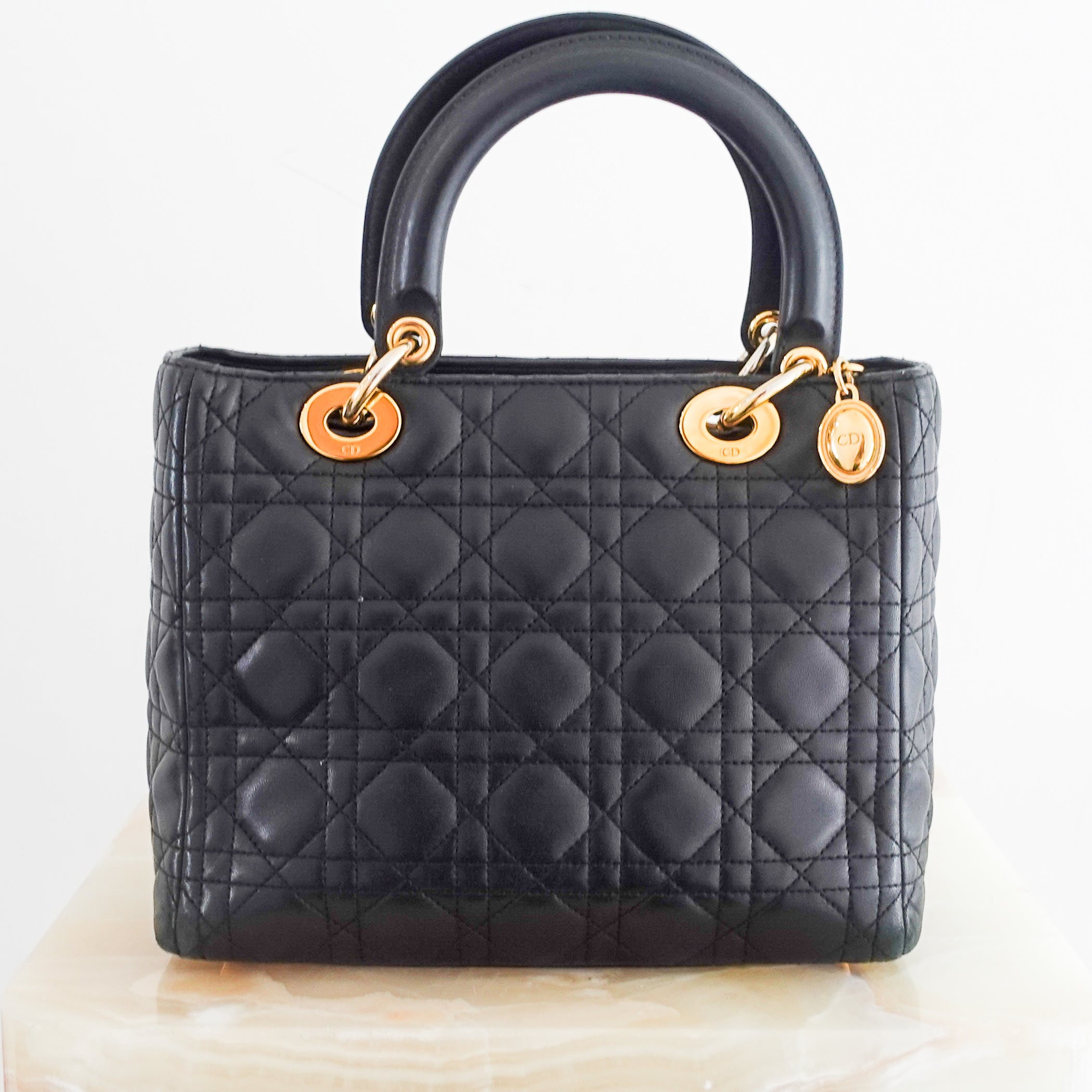 Black large lambskin cannage lady dior RRP £4600