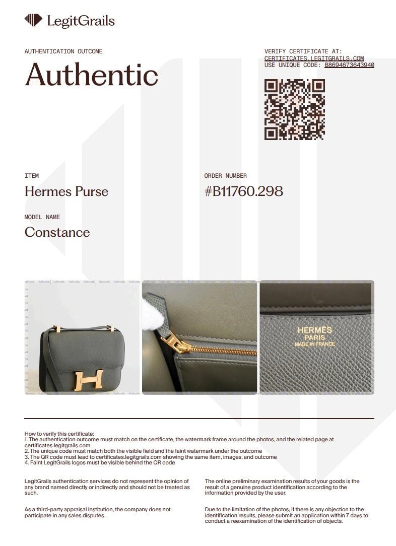 Hermès Constance 24 Epsom Leather Bag in Vert de Gris with Gold Hardware | Authentic Preloved - Reloved Again