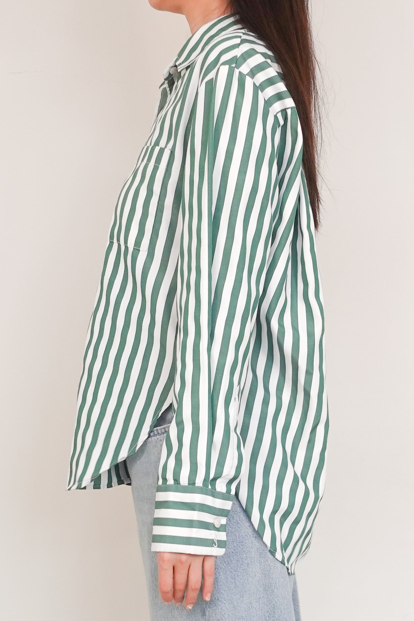 Green striped button down RRP £125