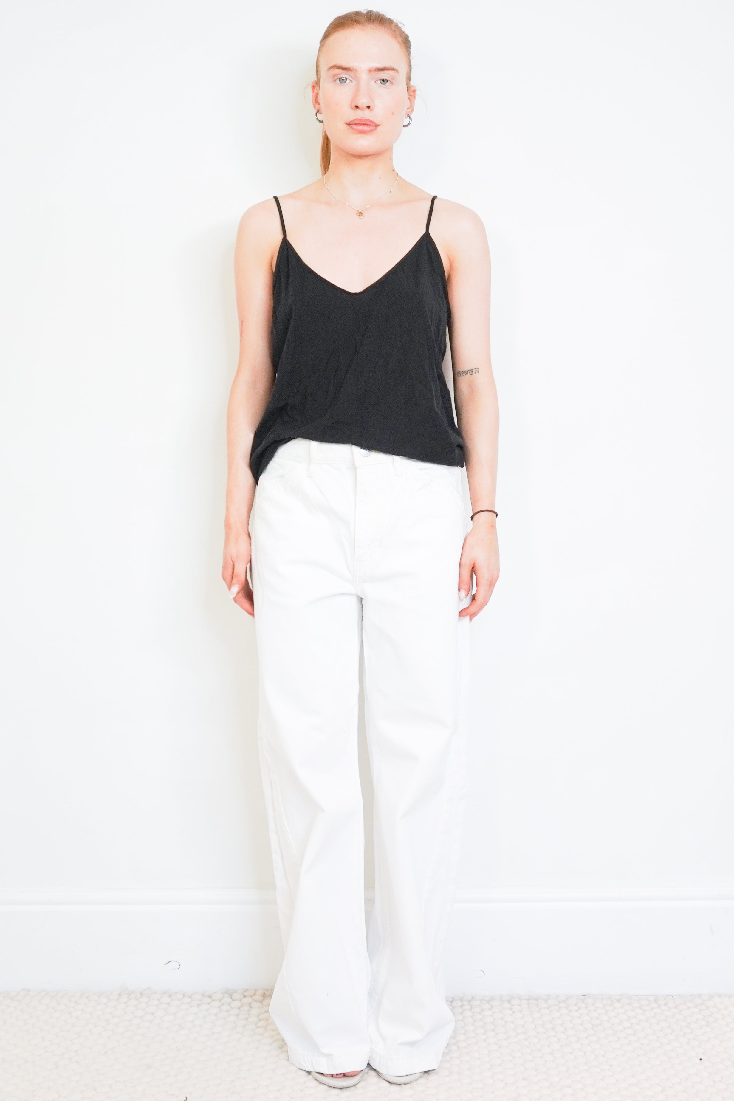 FRAME Le Baggy Palazzo White Jeans front photo chelsea london