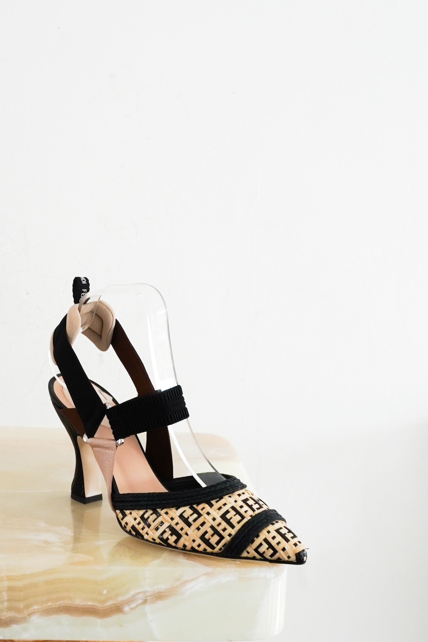 Fendi-Black-Colibri-Raffia-Heels-front-picture-Chelsea-London