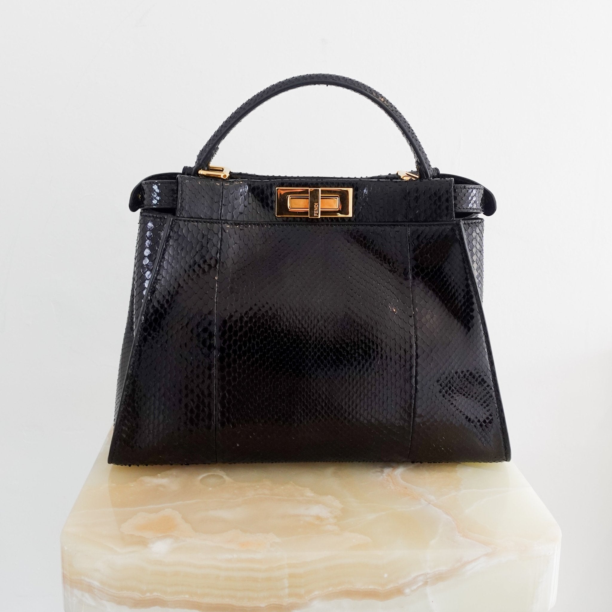 Fendi Black Python Medium Peekaboo bag RRP £5000 | Authentic Preloved - Reloved Again