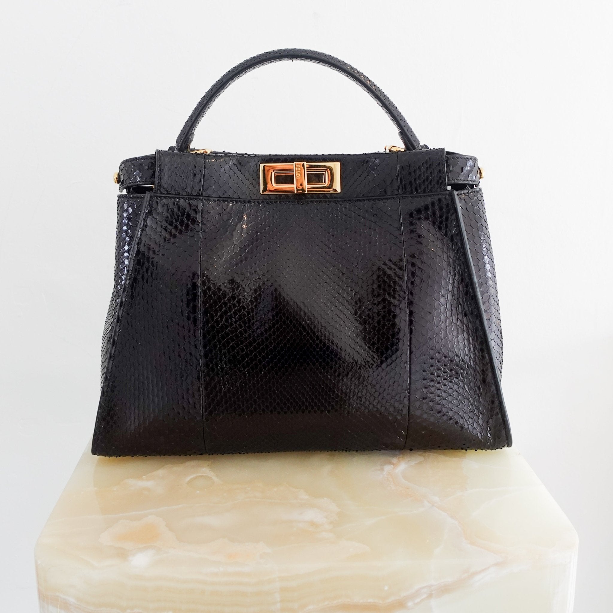 Fendi Black Python Medium Peekaboo bag RRP £5000 | Authentic Preloved - Reloved Again