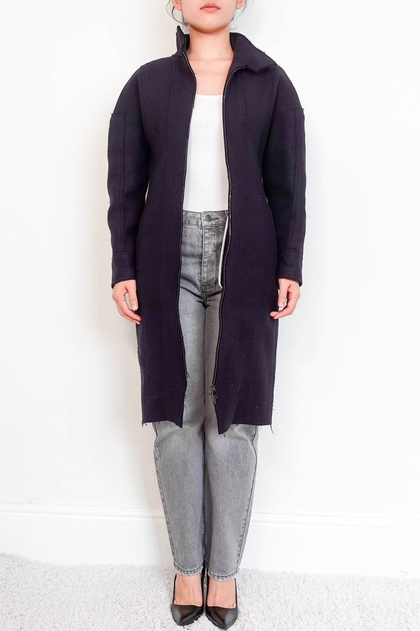 Fendi Black Wool Coat with White Lining RRP £5K | Authentic Preloved - Reloved Again