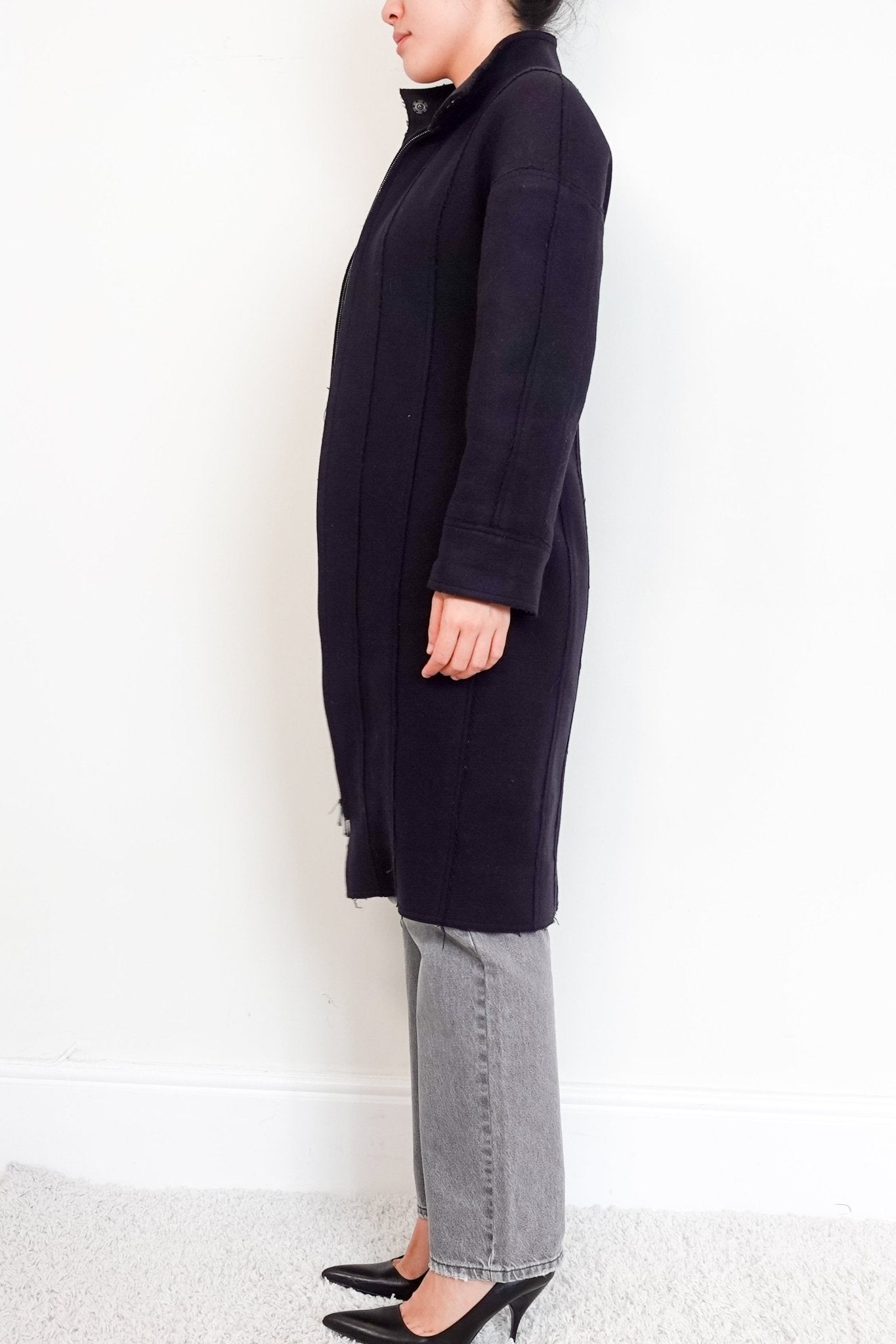 Fendi Black Wool Coat with White Lining RRP £5K | Authentic Preloved - Reloved Again