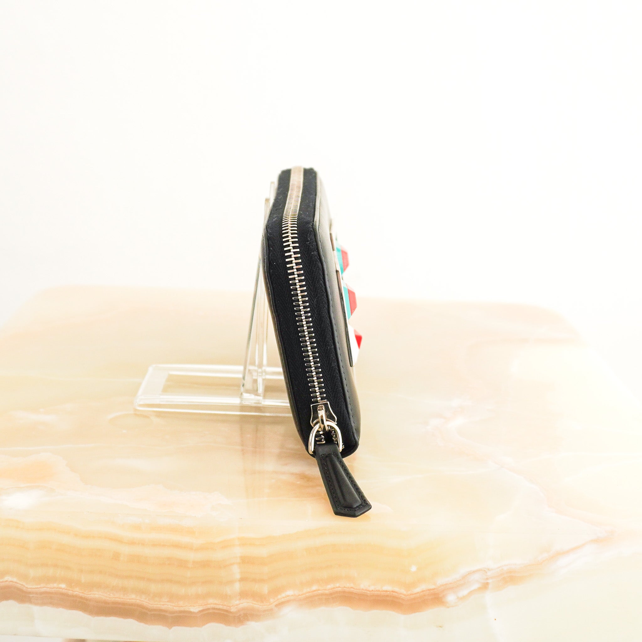 Fendi-Monster-Eyes-Zip-Around-Wallet-in-Black-side-picture