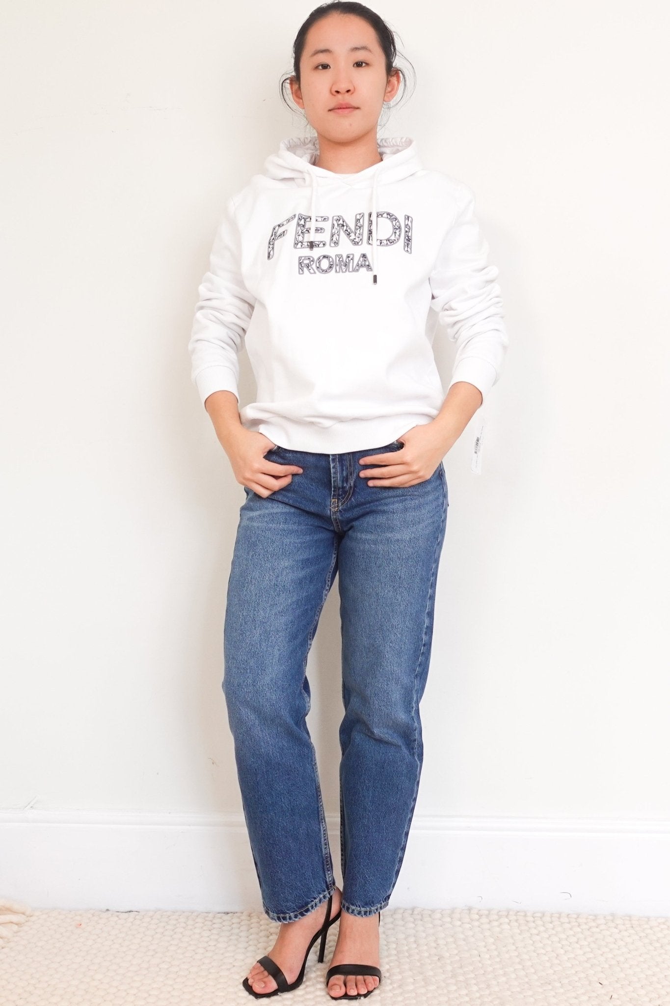 Fendi Logo White Hoodie - RRP £700 - Reloved Again