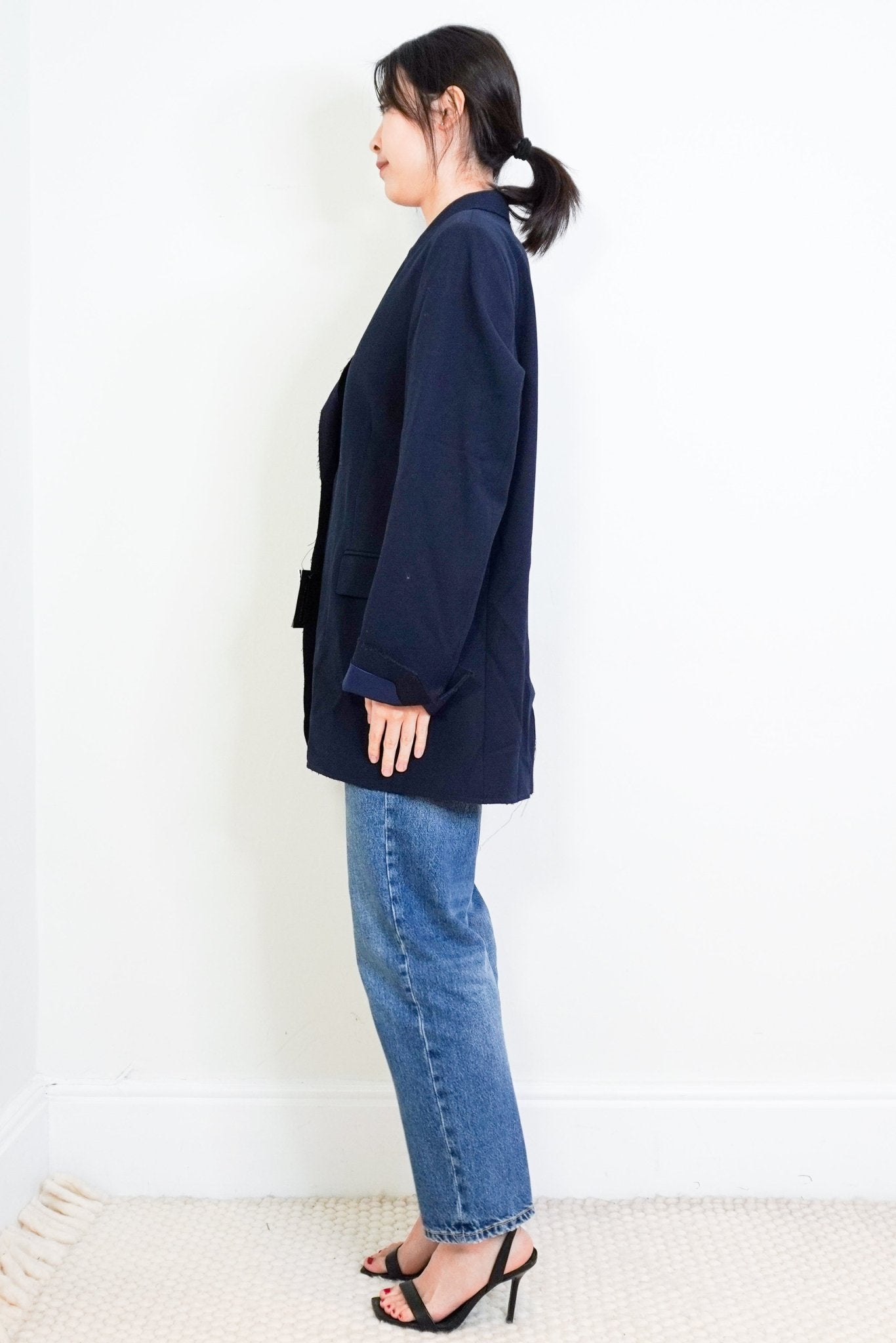NEW Frame Navy Oversized Raw Edge Blazer RRP £540 | Authentic Preloved - Reloved Again