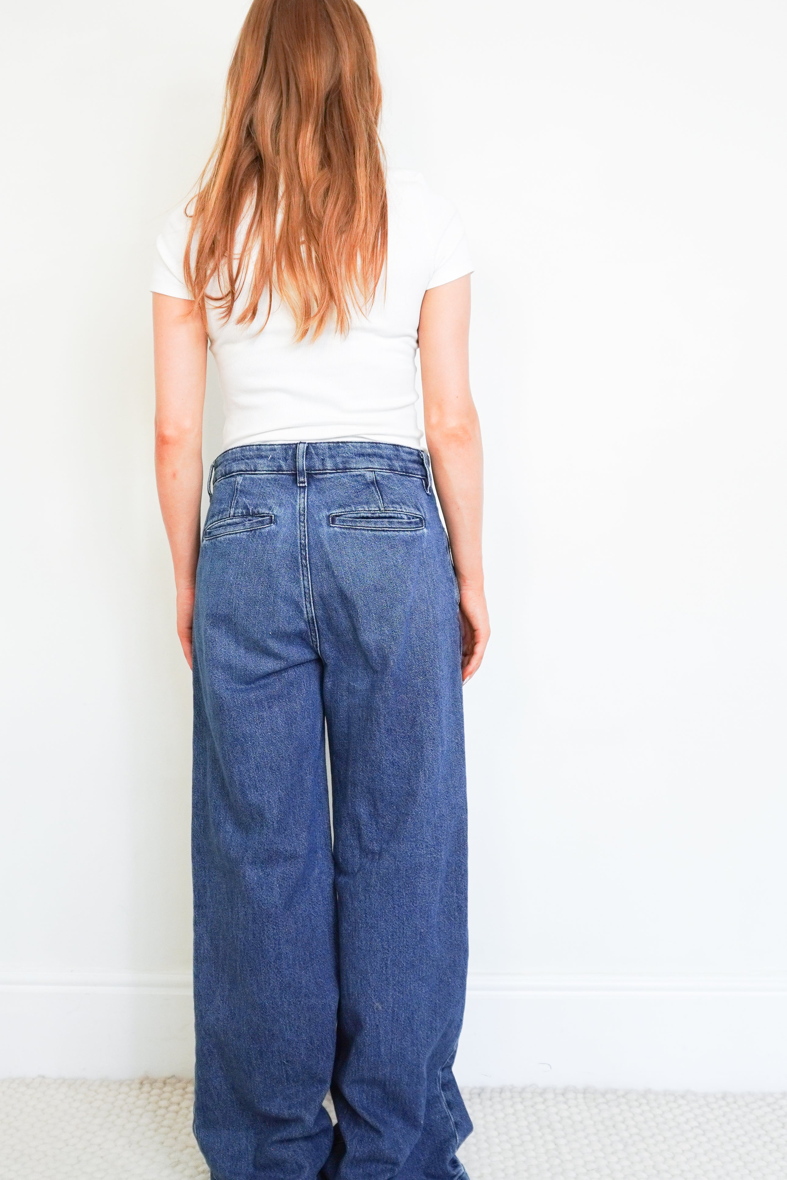 Frame Le Palazzo Wide-Leg Blue Jeans back photo chelsea london