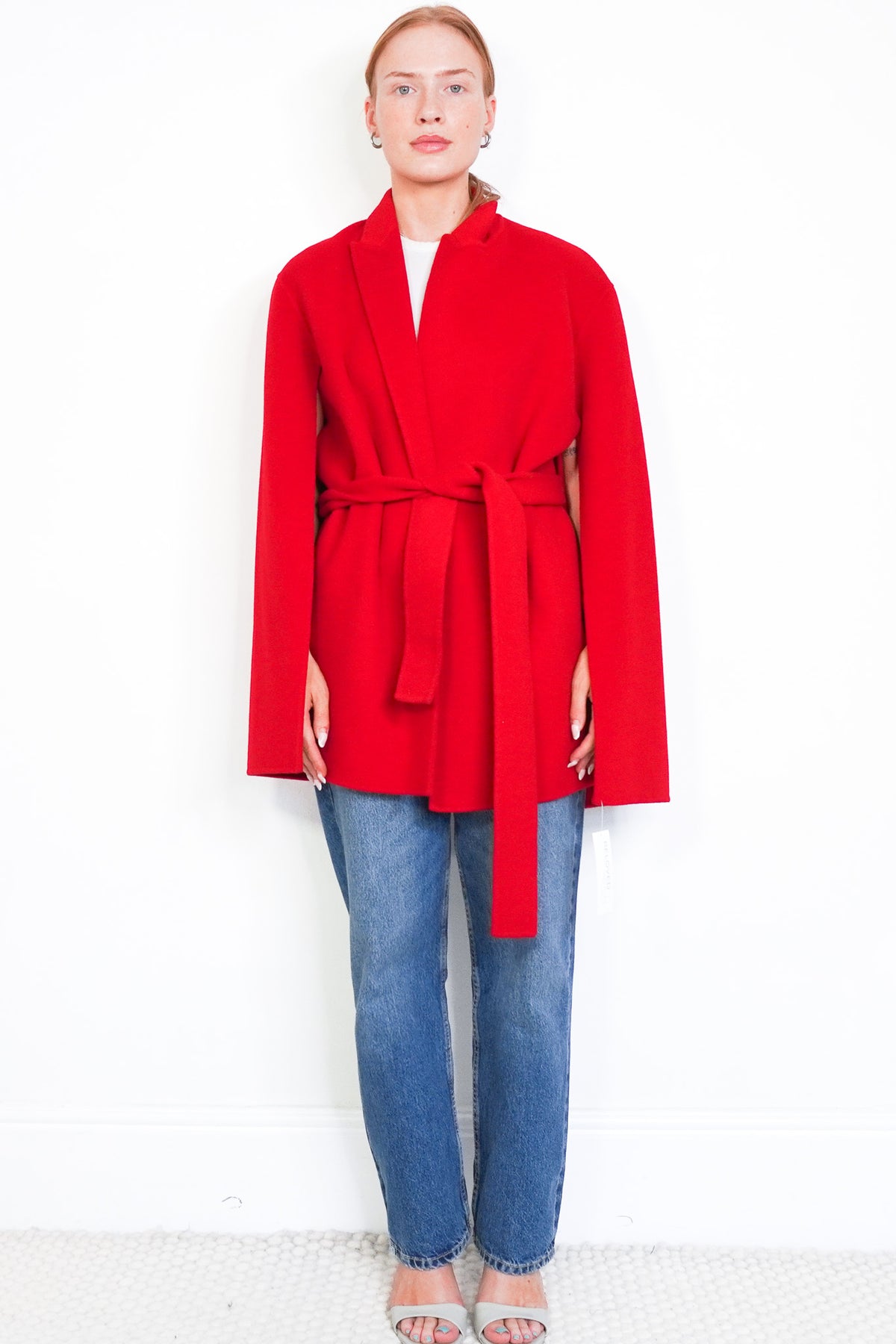 Front Alberta Ferretti Handmade Wool & Cashmere Red Jacket Chelsea London