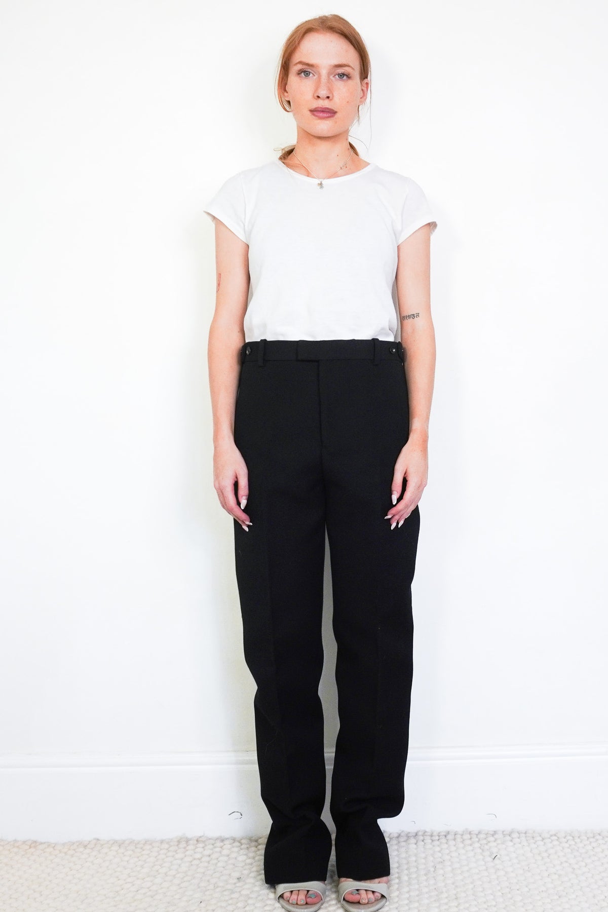 Front Bottega Veneta Black Wool Suit Trousers 