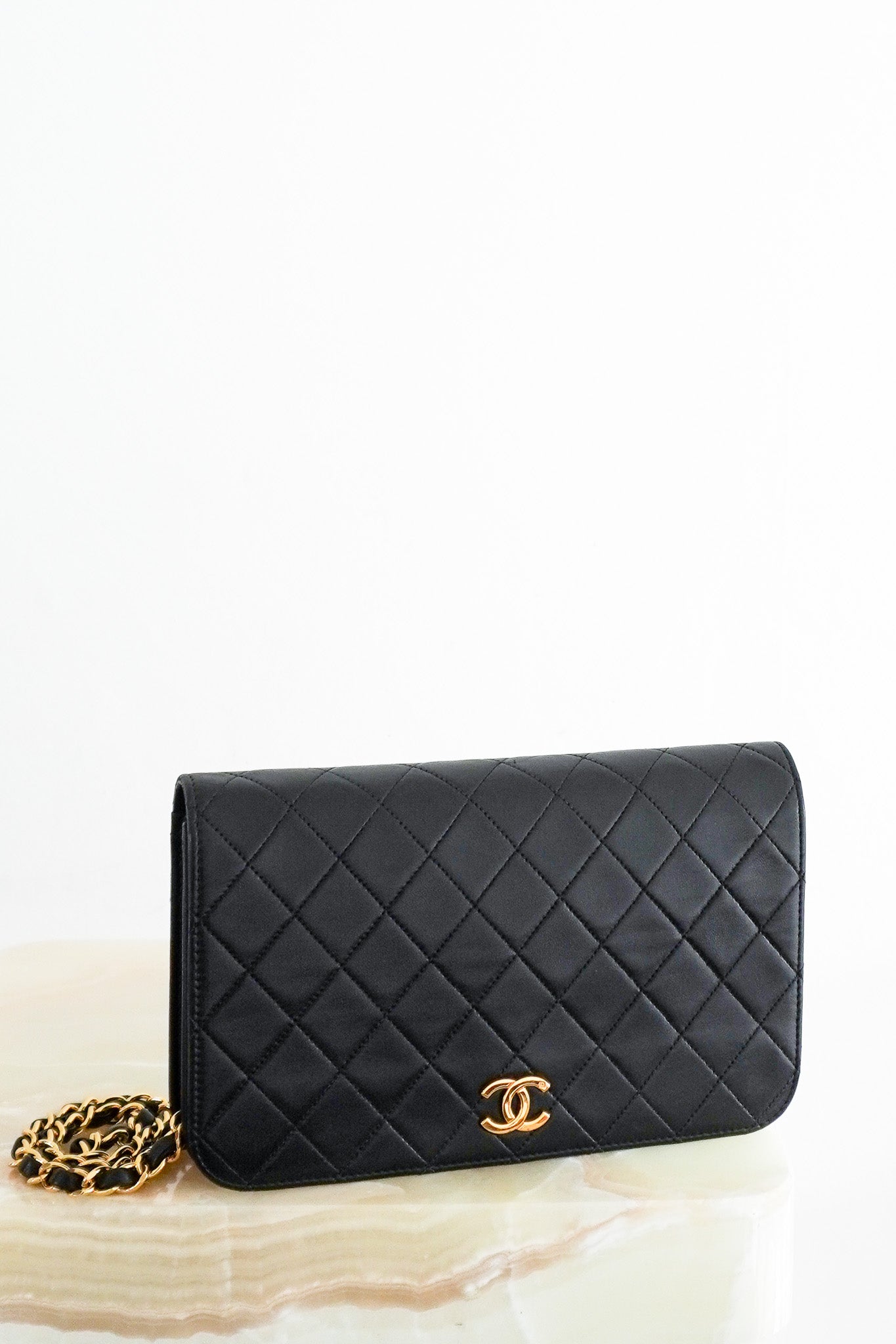 Front Chanel Lambskin Quilted Flap Bag with 24K Plated Hardware London