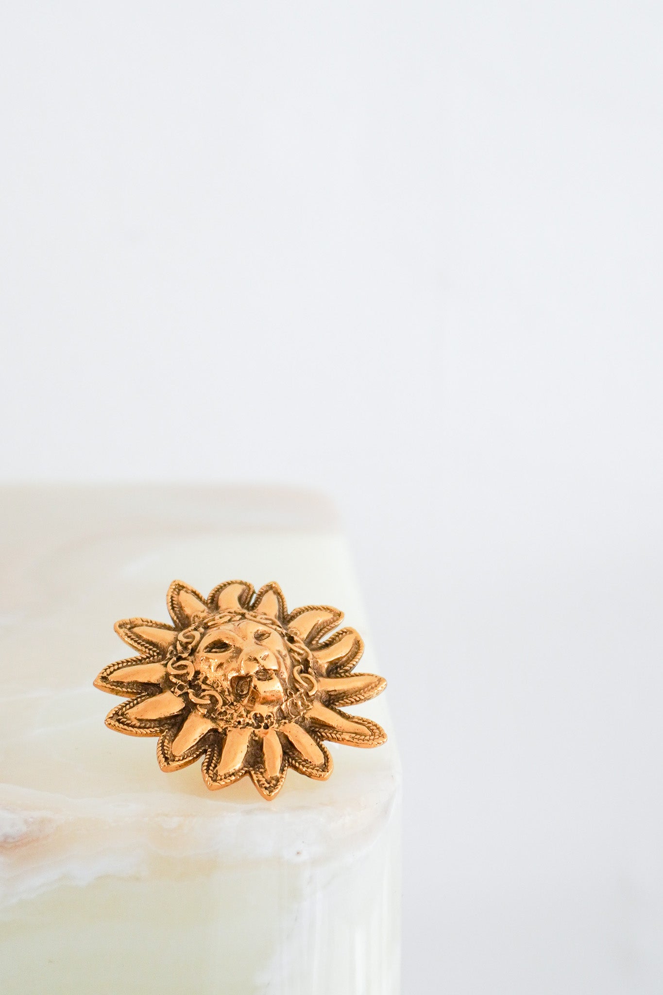 Front Chanel Vintage Lion and Sun Shaped Brooch