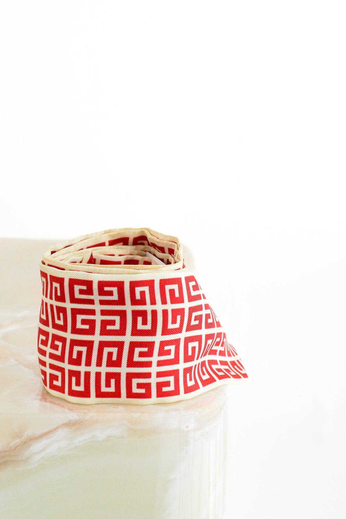 Front Givenchy Red and White Silk Logo Tie