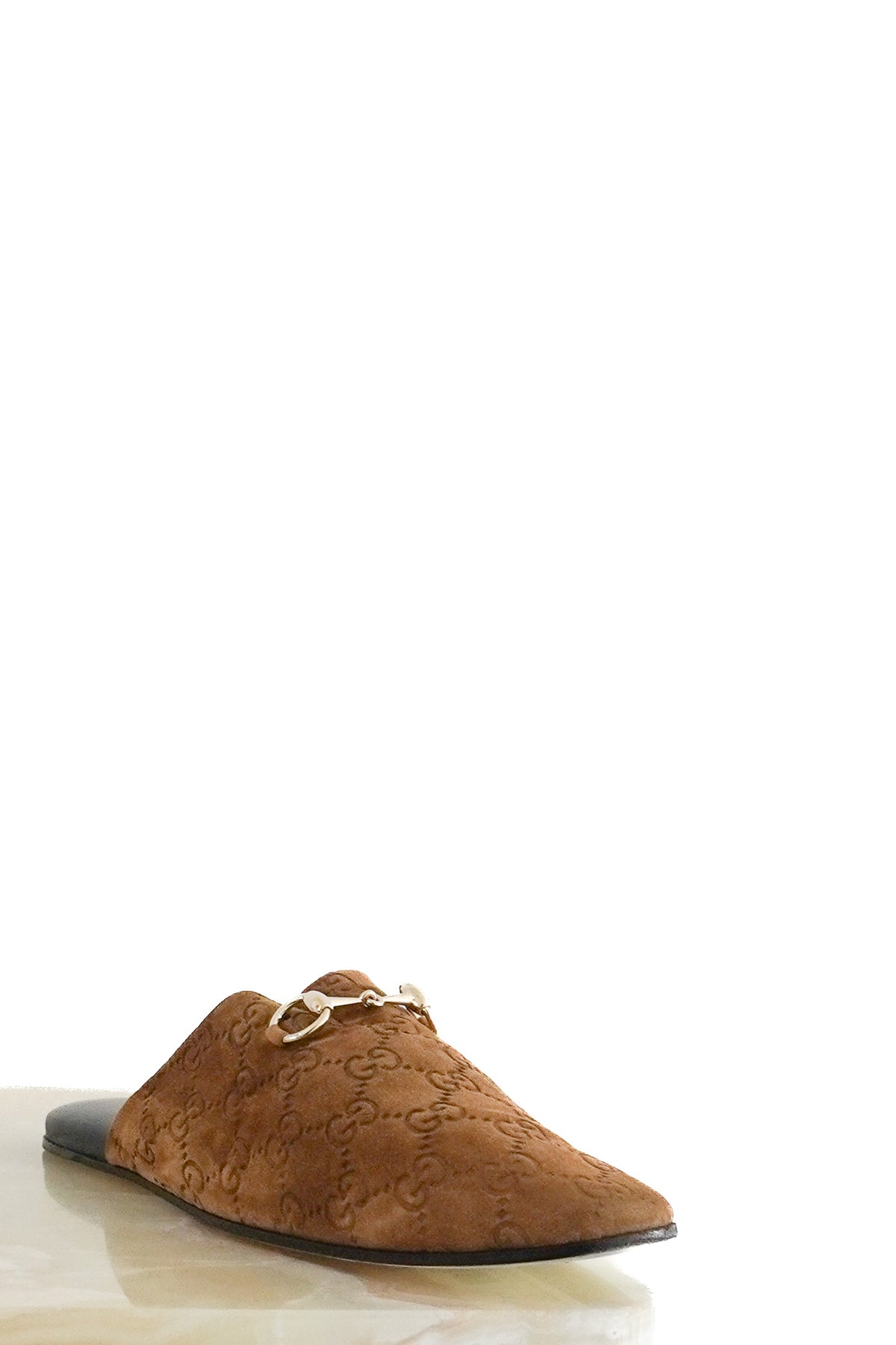 Front: Gucci Jordan Soft Loafer in Dark Brown Suede