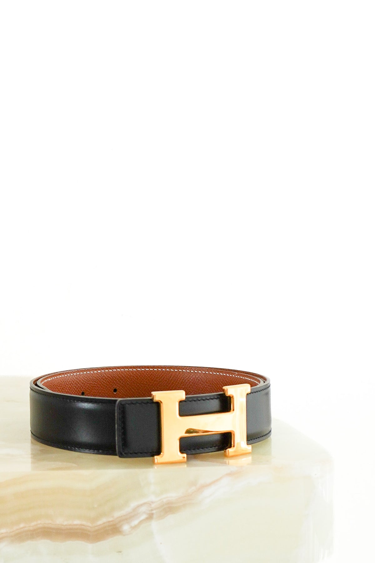 Front Hermès H Belt with Box Buckle and Reversible Leather Strap Chelsea London