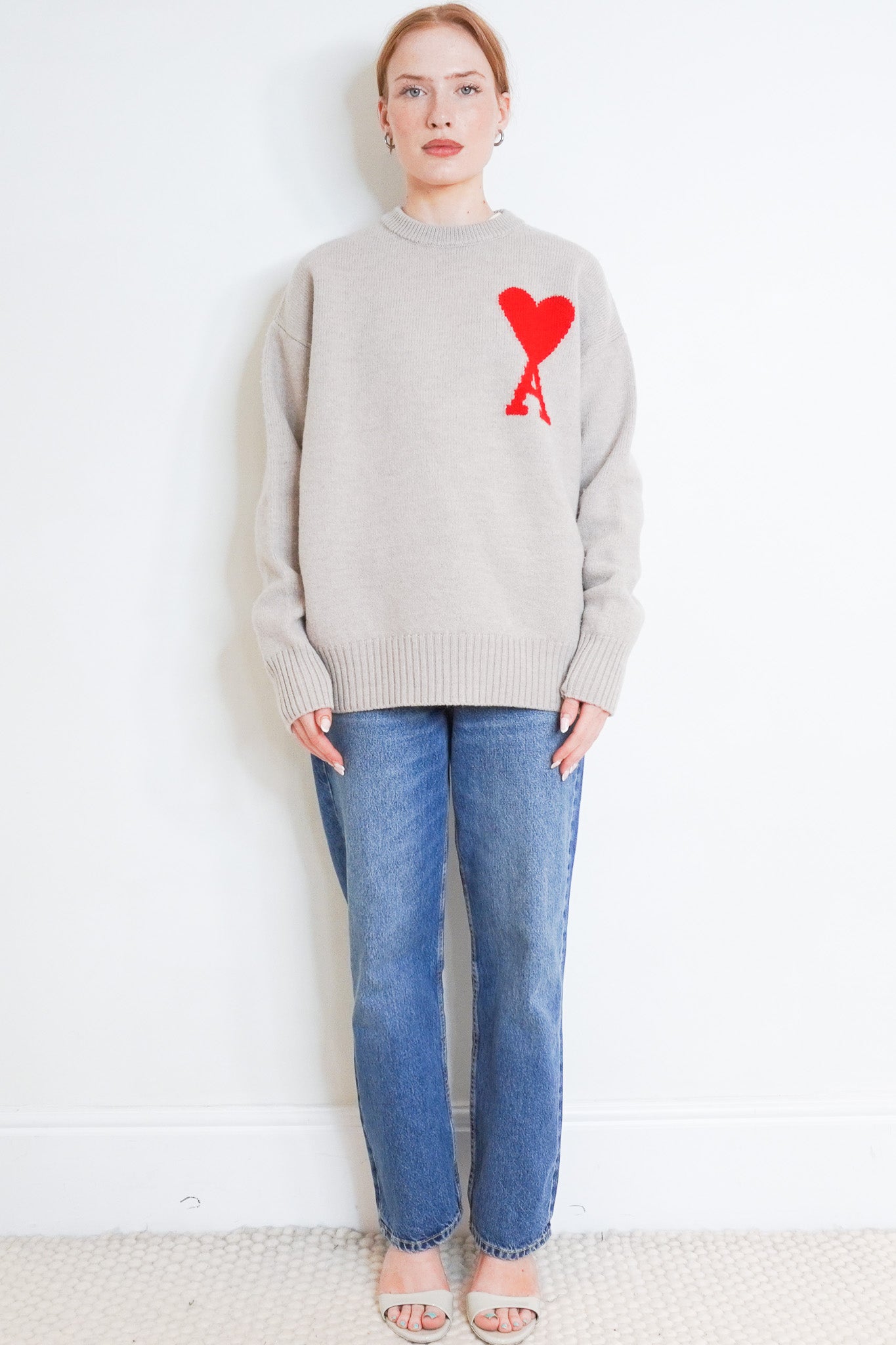 Front Image: Ami De Coeur Neutral Crewneck Sweater Chelsea London