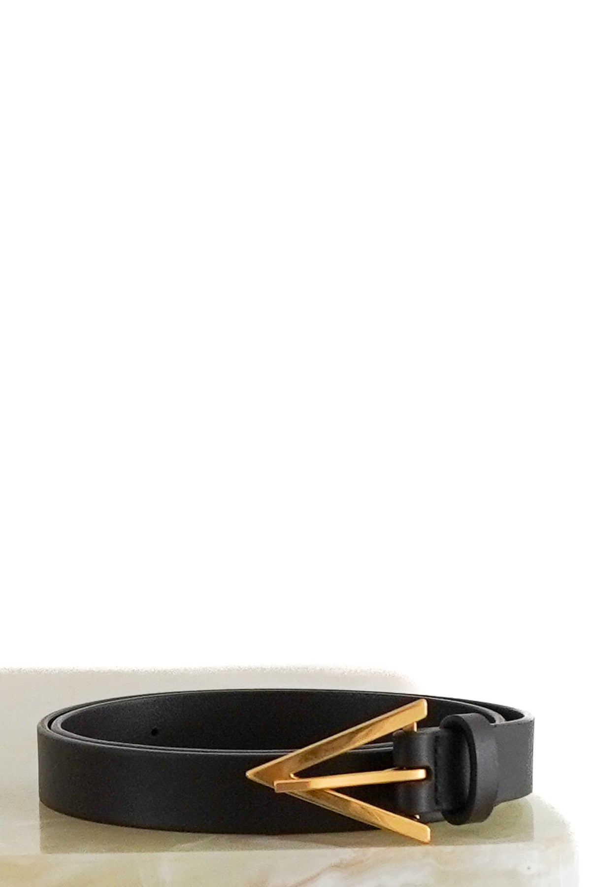 Front Image: Bottega Voneta Brown Triangle Belt with Gold Hardware 65 Chelsea London
