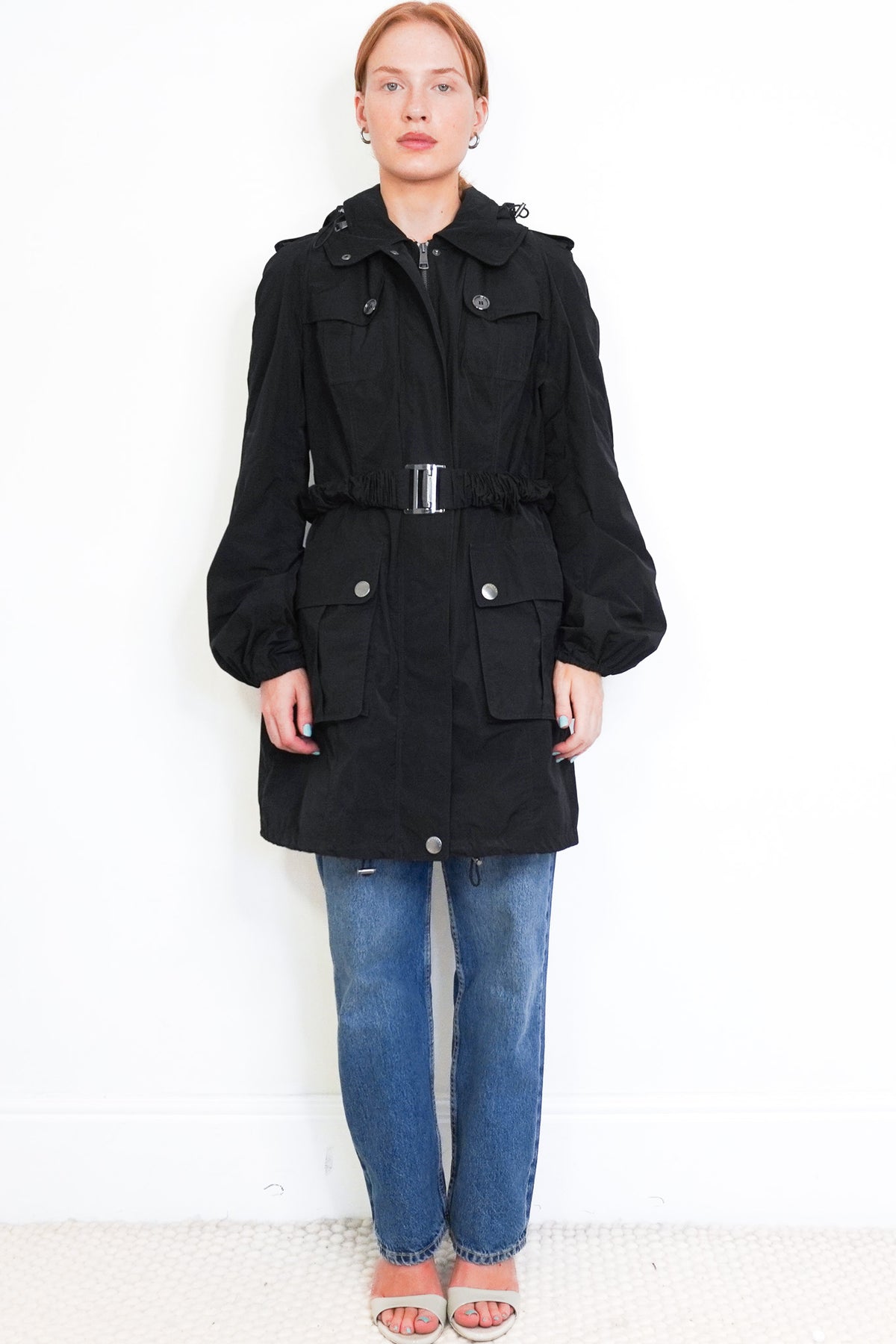 Front Image: Burberry Brit Hooded Black Anorak Chelsea London 