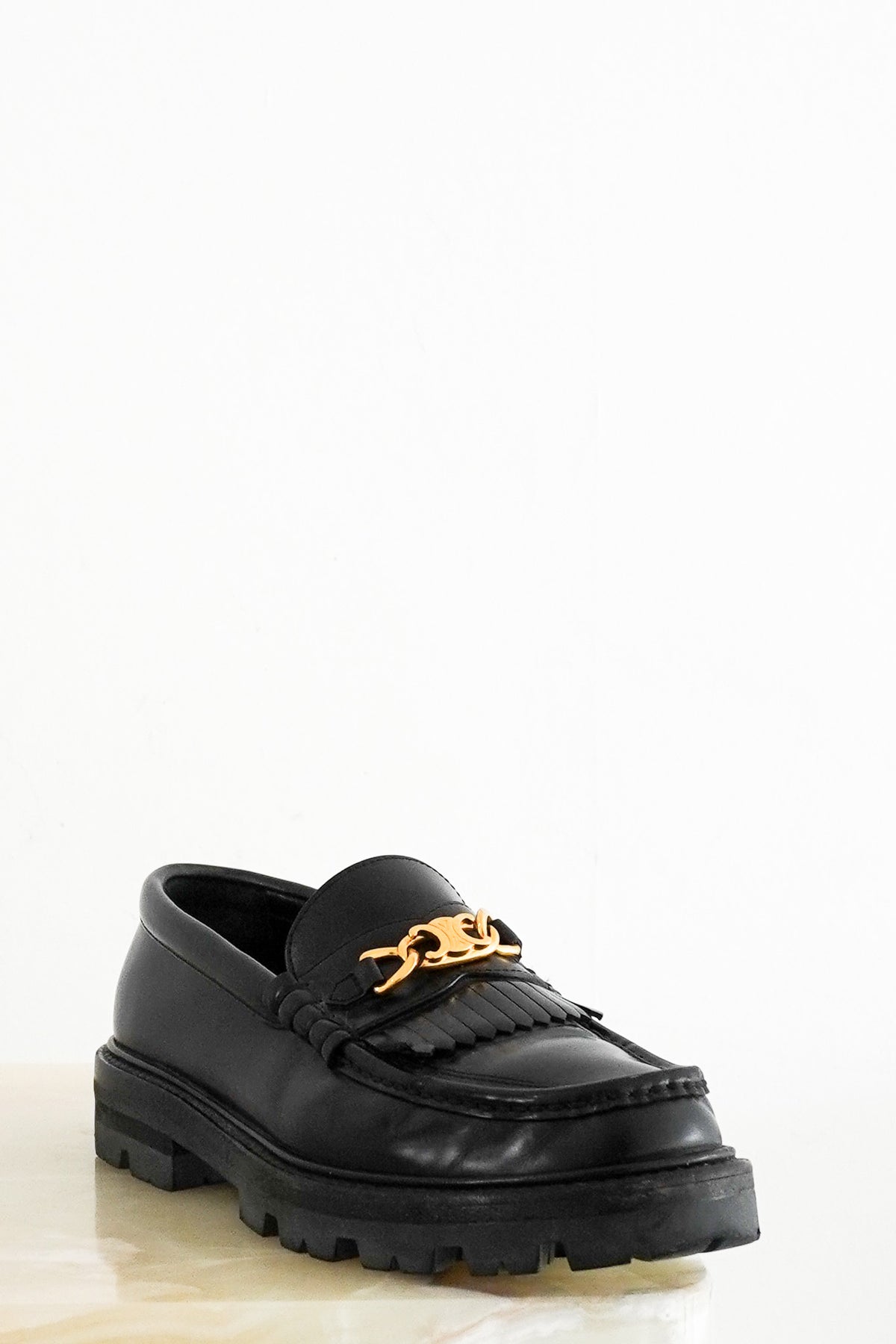 Celine Triomphe Black Leather Loafers (RRP £850) | Authentic Preloved - Reloved Again