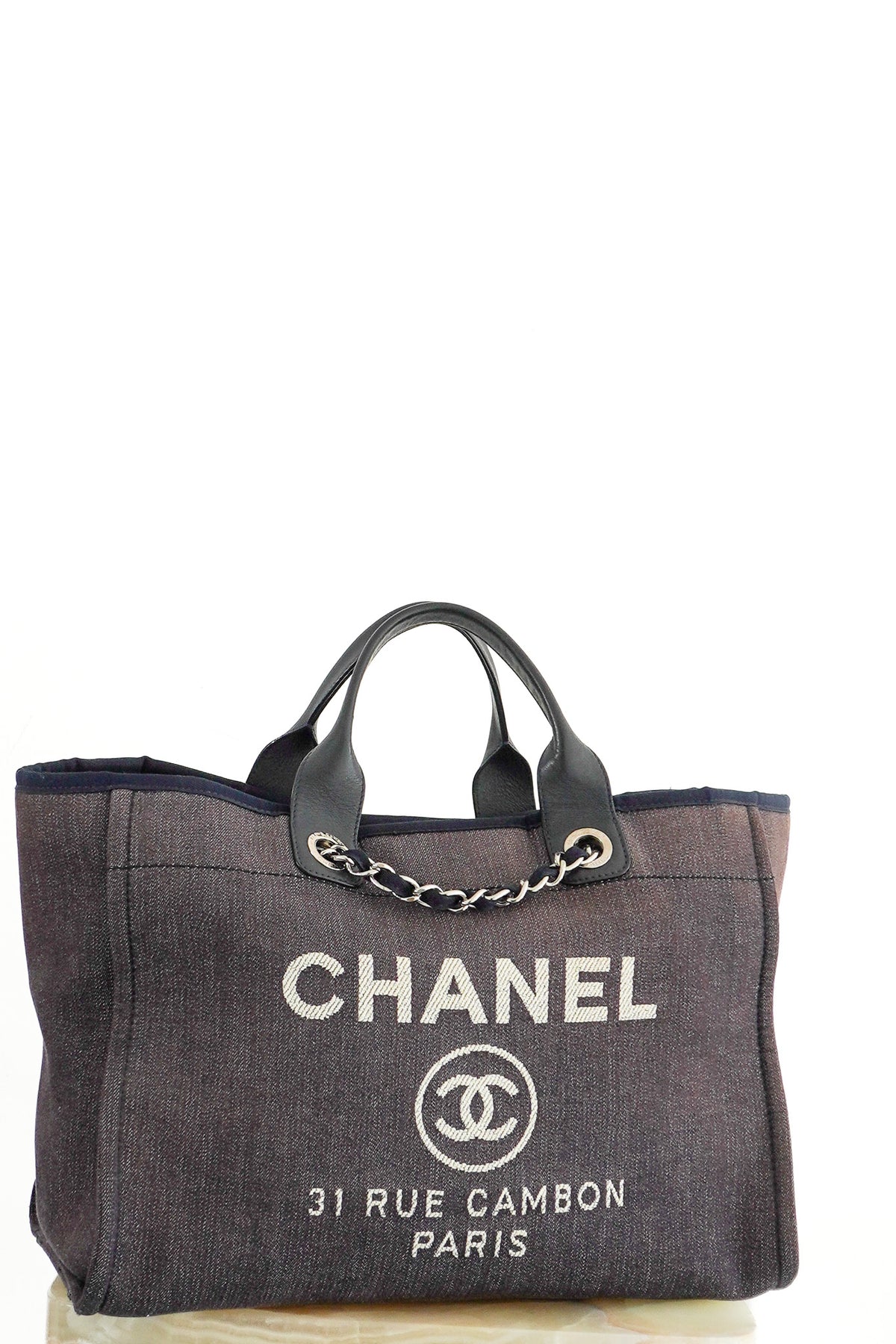 Front Image: Chanel Deuville Medium Denim Tote Bag Chelsea London 