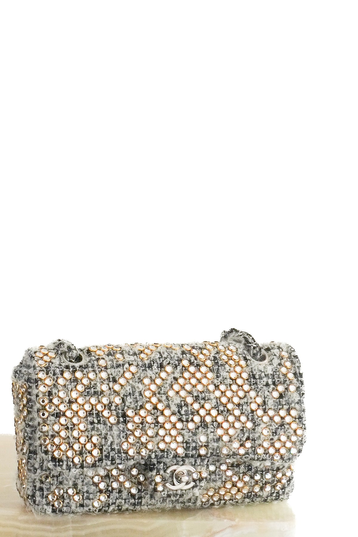 Front Image: Chanel Mohair Swarovki Medium Single Flap Bag 