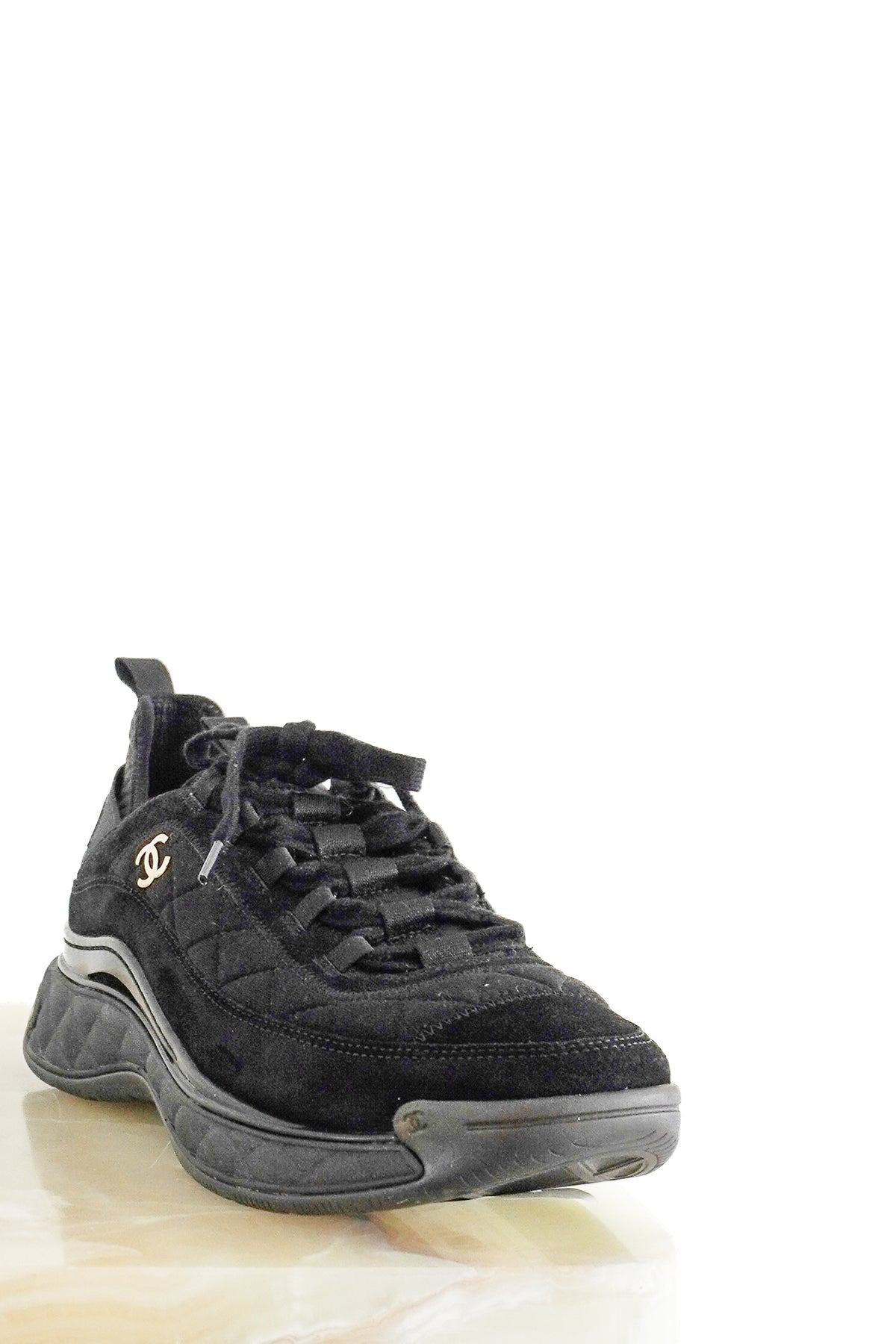 Front Image: Chanel Suede Calfskin CC Trainers