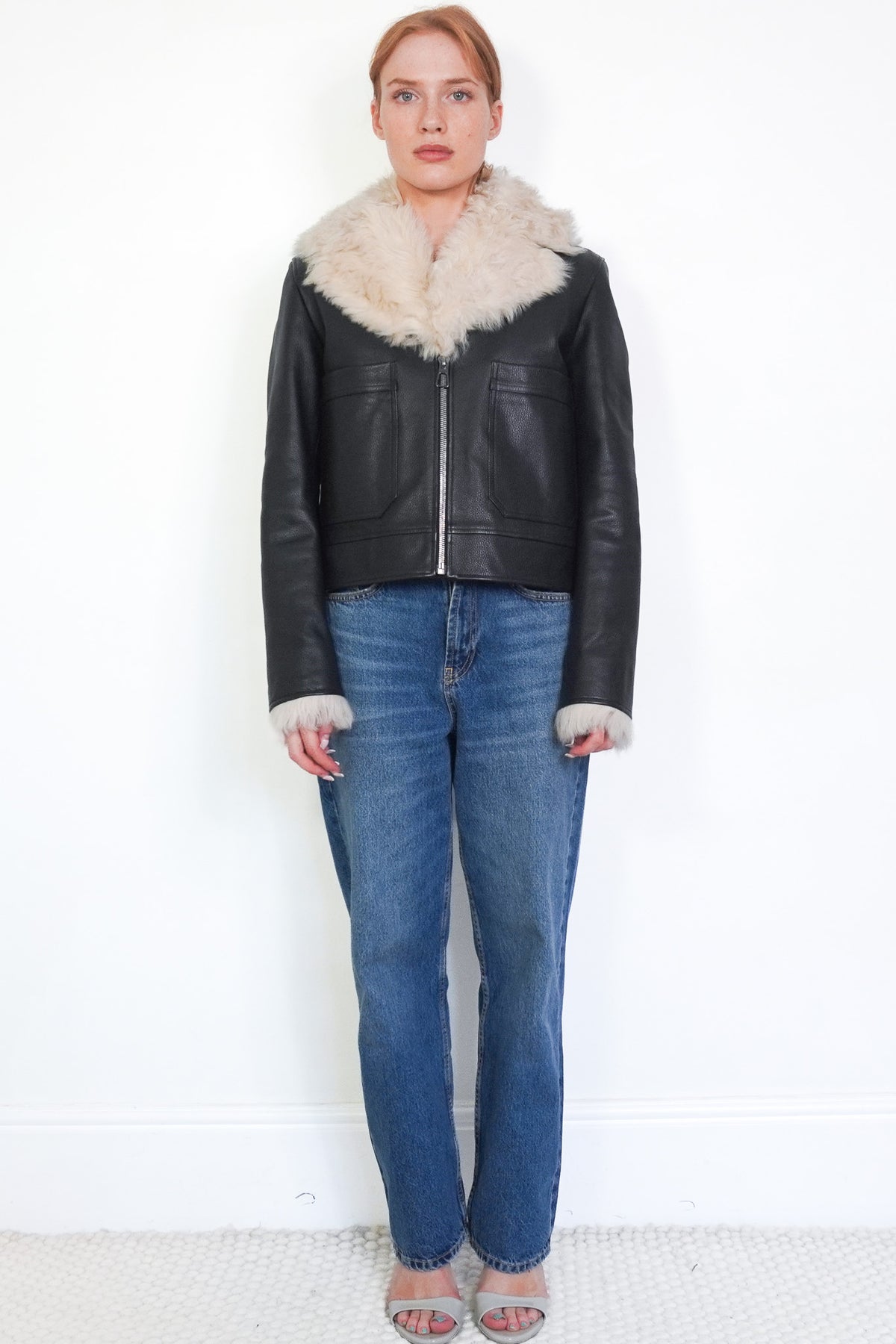 Front Image: DO DO Bar Or Shearling Fur Leather Jacket Chelsea London