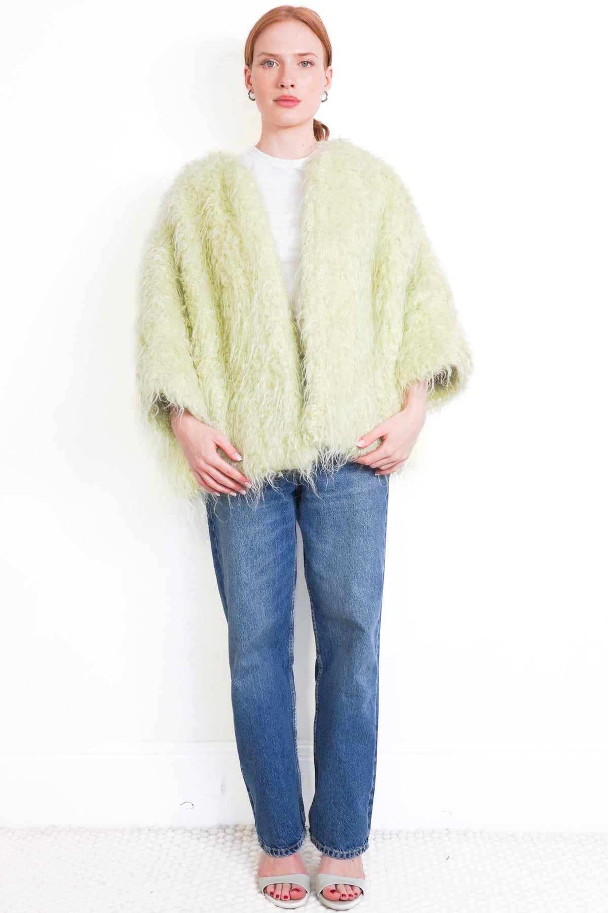 Front Image: Dries Van Noten Mohair Oversized Mint Green Mohair Jacket