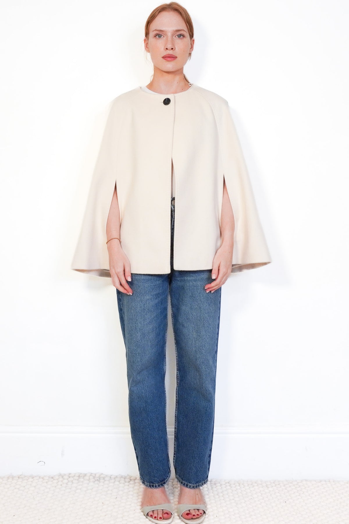 Front Image: Louise Kennedy Jasmine Ivory Wool and Cashmere Coat Chelsea London 