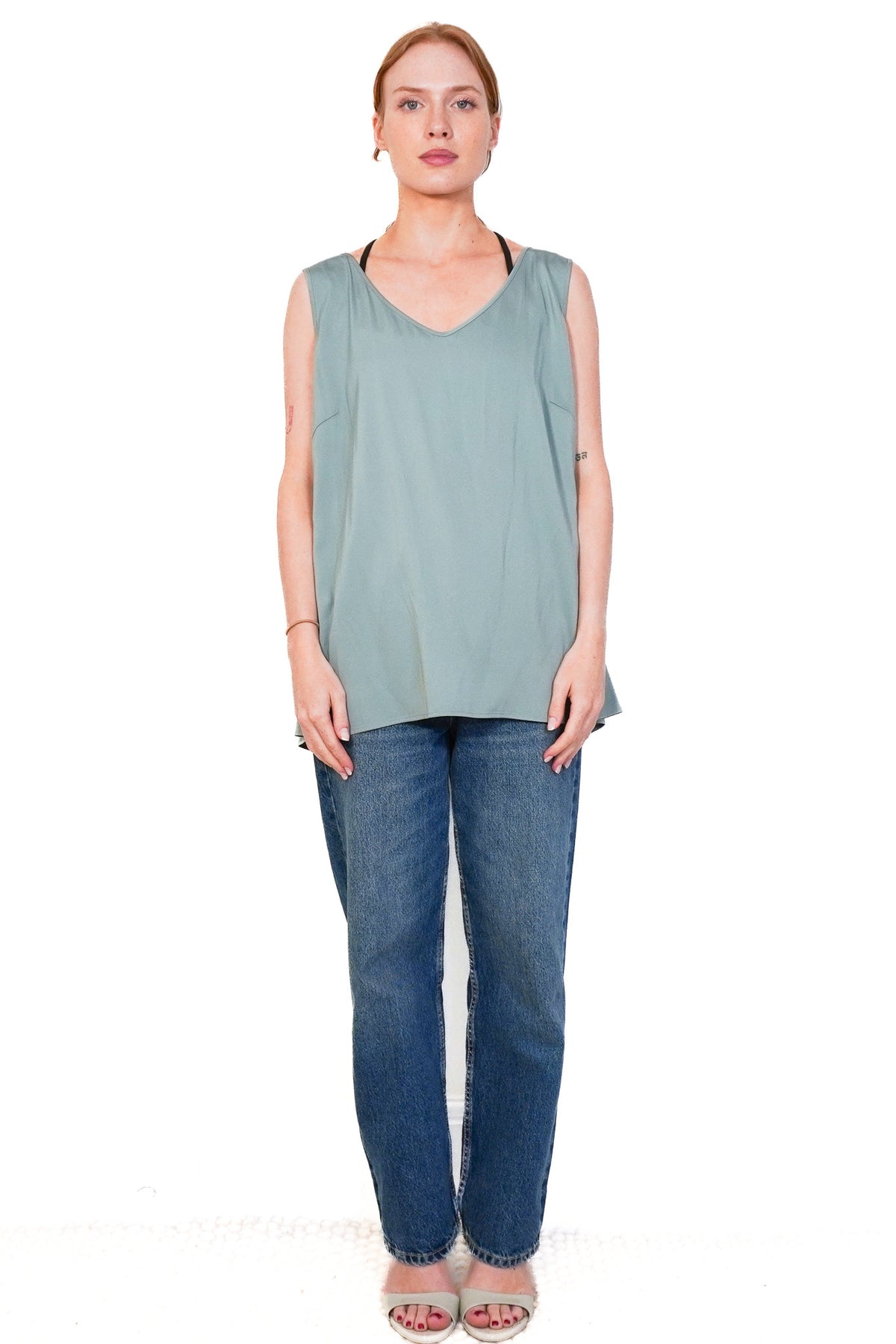 Front Image: Marina Rinaldi Silk Green Top